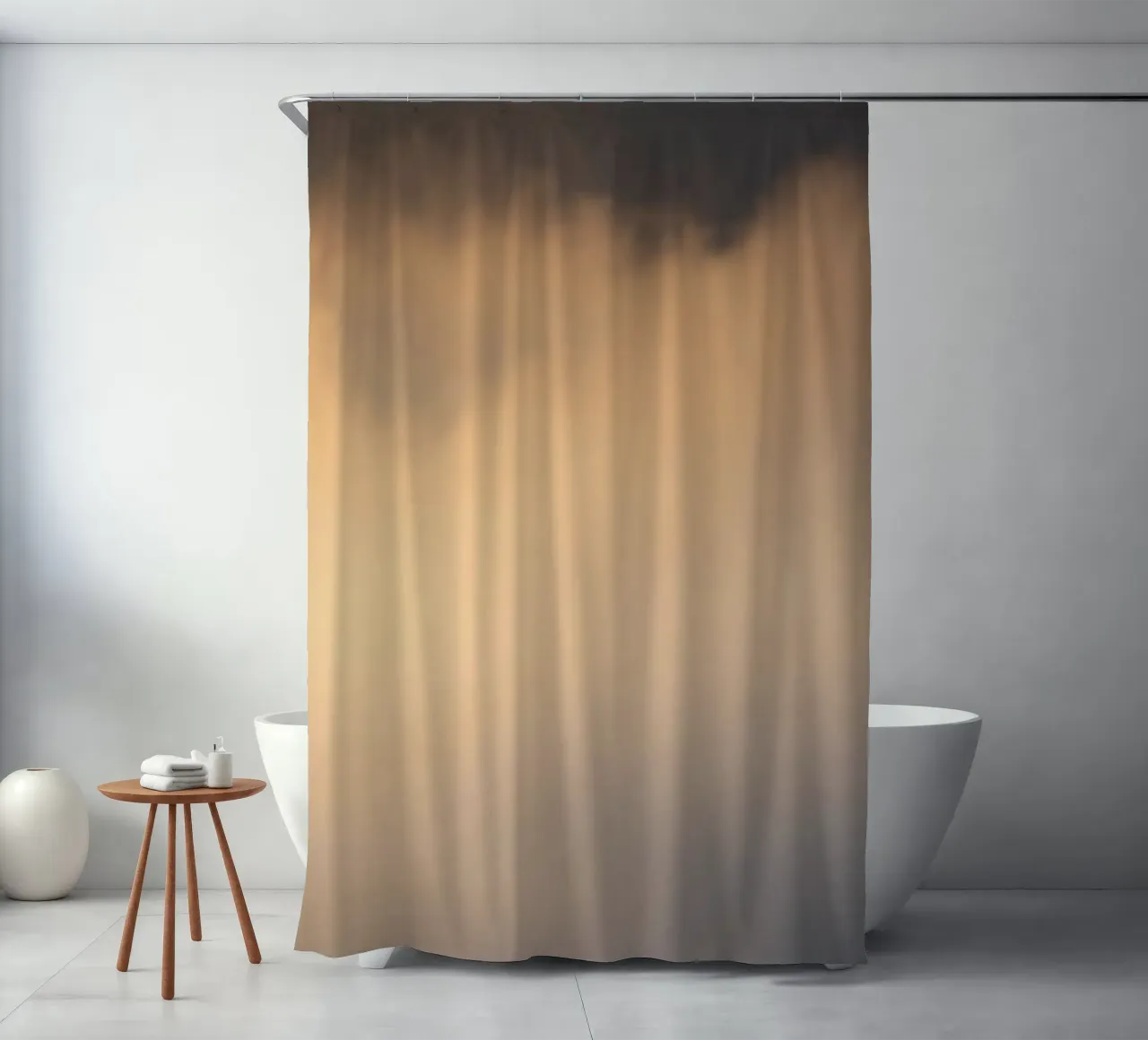 Calm abstract soft clouds in a gradient of warm tones shower curtain by DesignDoodle