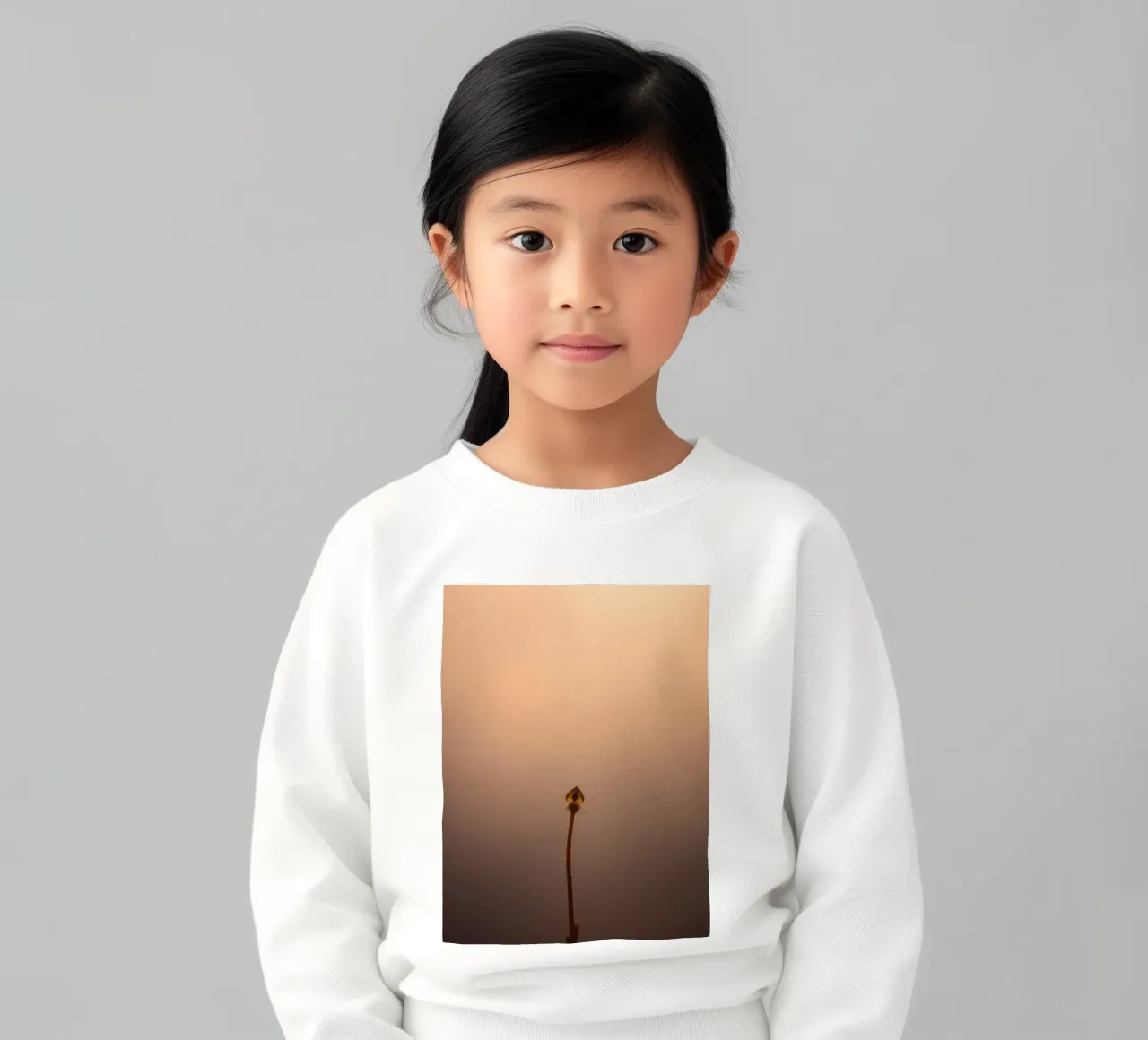 Elegant plant silhouette against a soft gradient background kids sweatshirt by DesignDoodle
