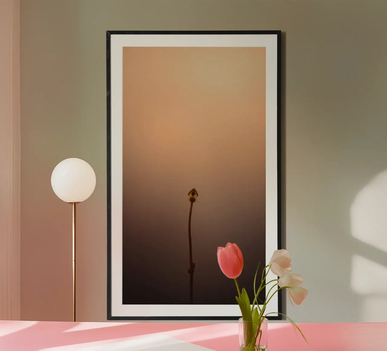 Elegant plant silhouette against a soft gradient background poster by DesignDoodle