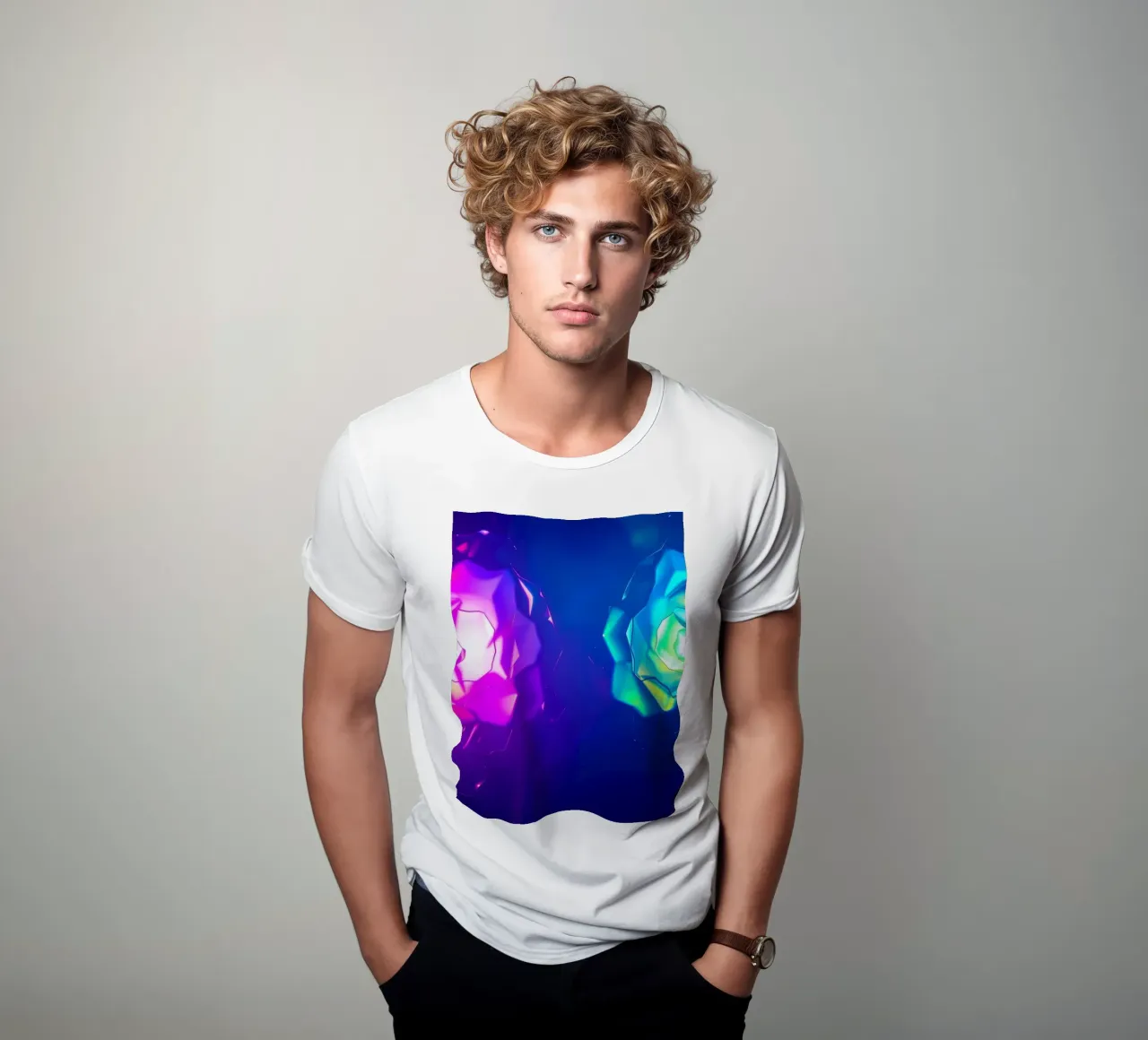 Design moderno con forme astratte di rose luminose e colorate t-shirt da DesignDoodle