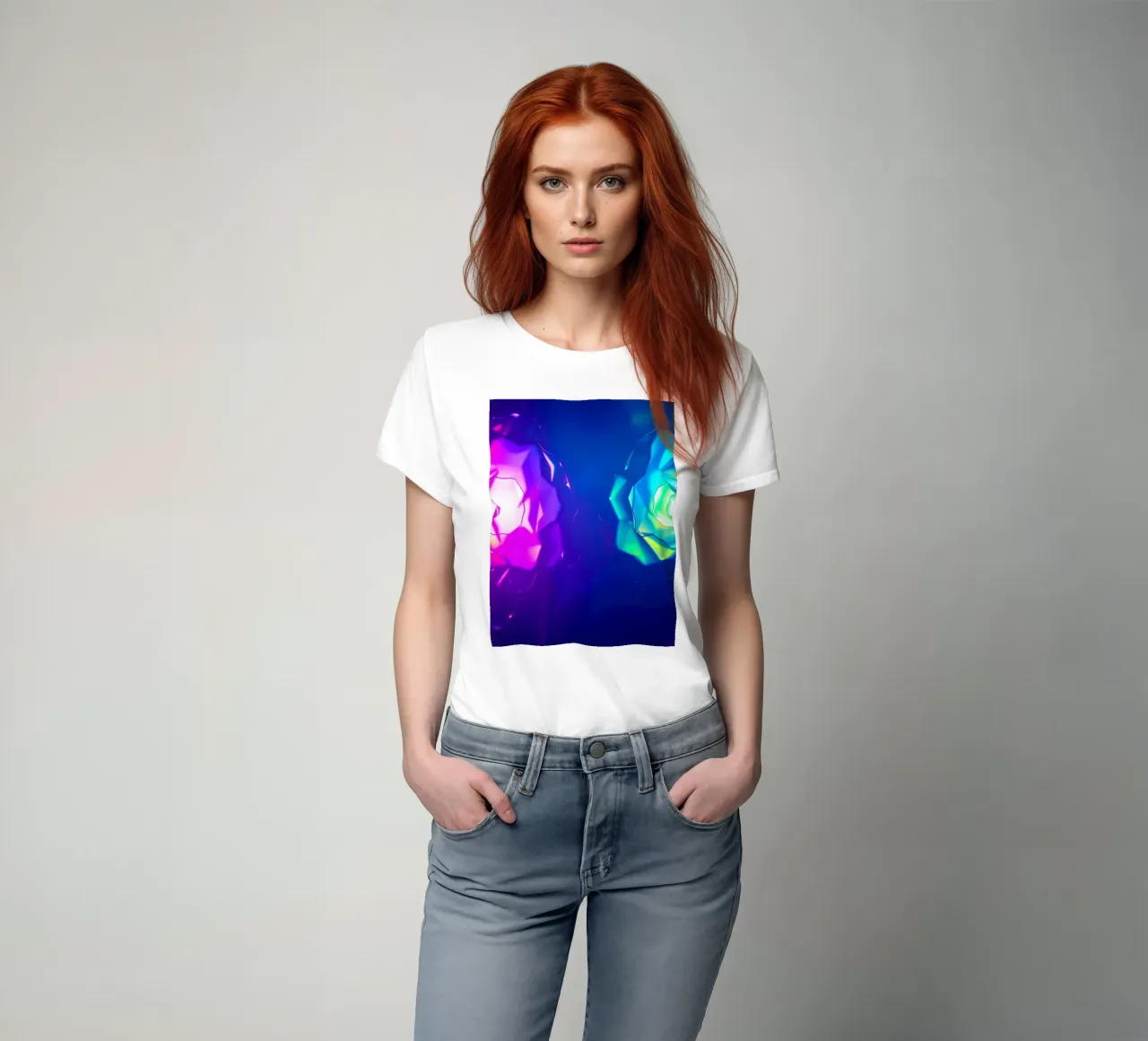 Design moderno con forme astratte di rose luminose e colorate t-shirt da DesignDoodle