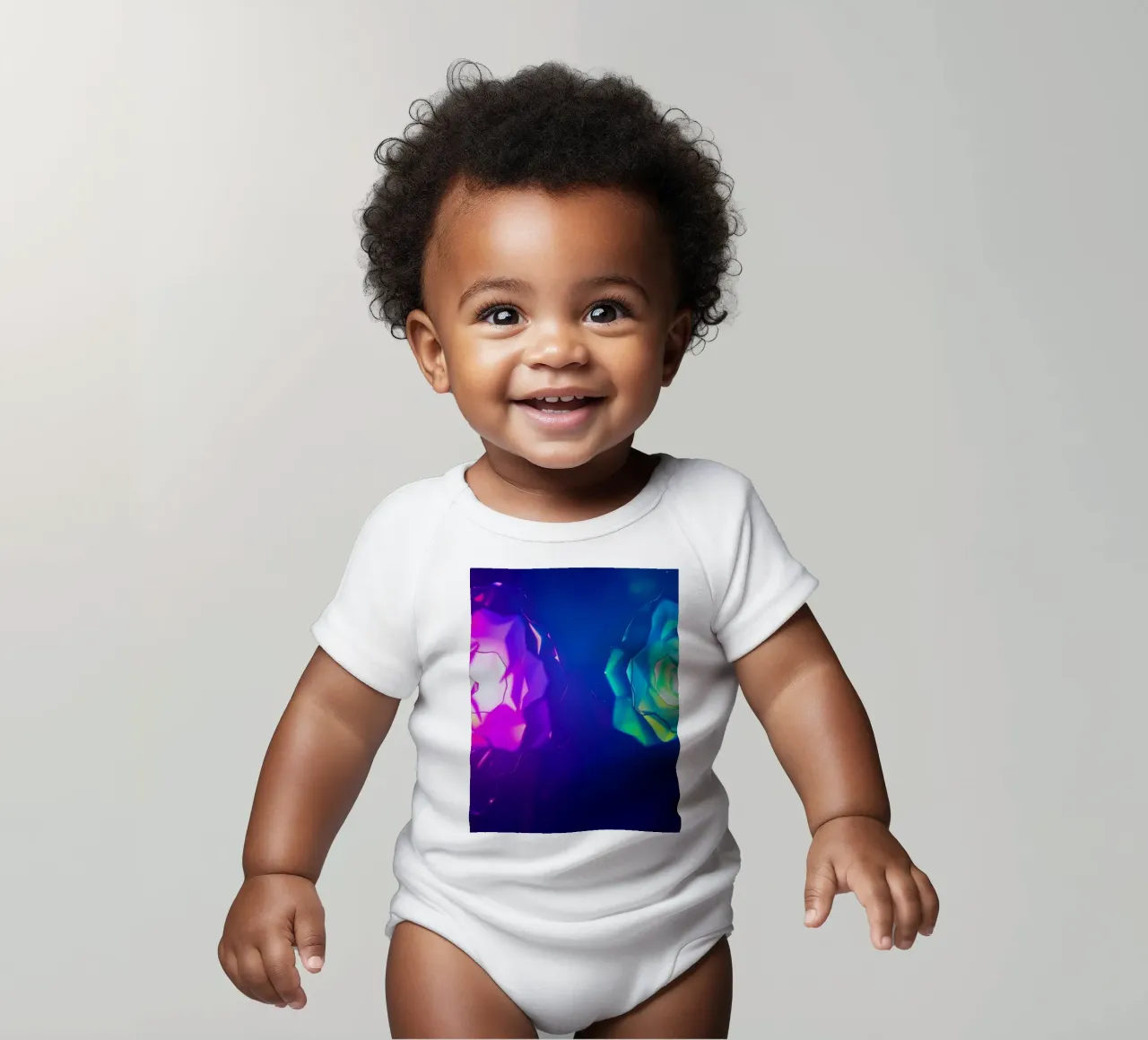 Design moderno con forme astratte di rose luminose e colorate body neonato maniche corte da DesignDoodle