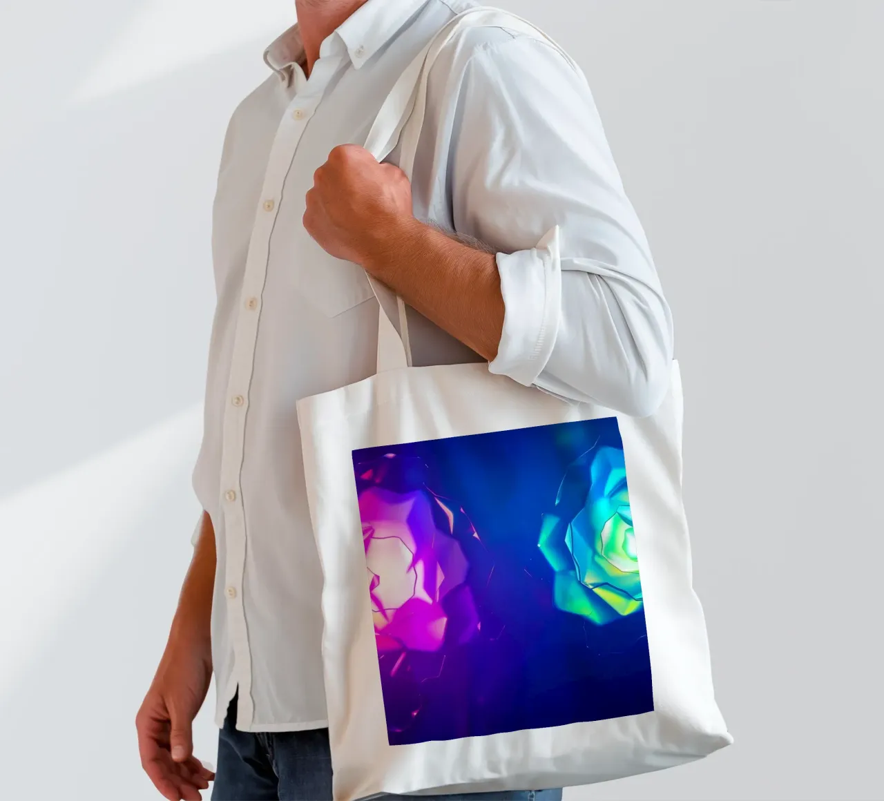 Design moderno con forme astratte di rose luminose e colorate borsa in juta da DesignDoodle