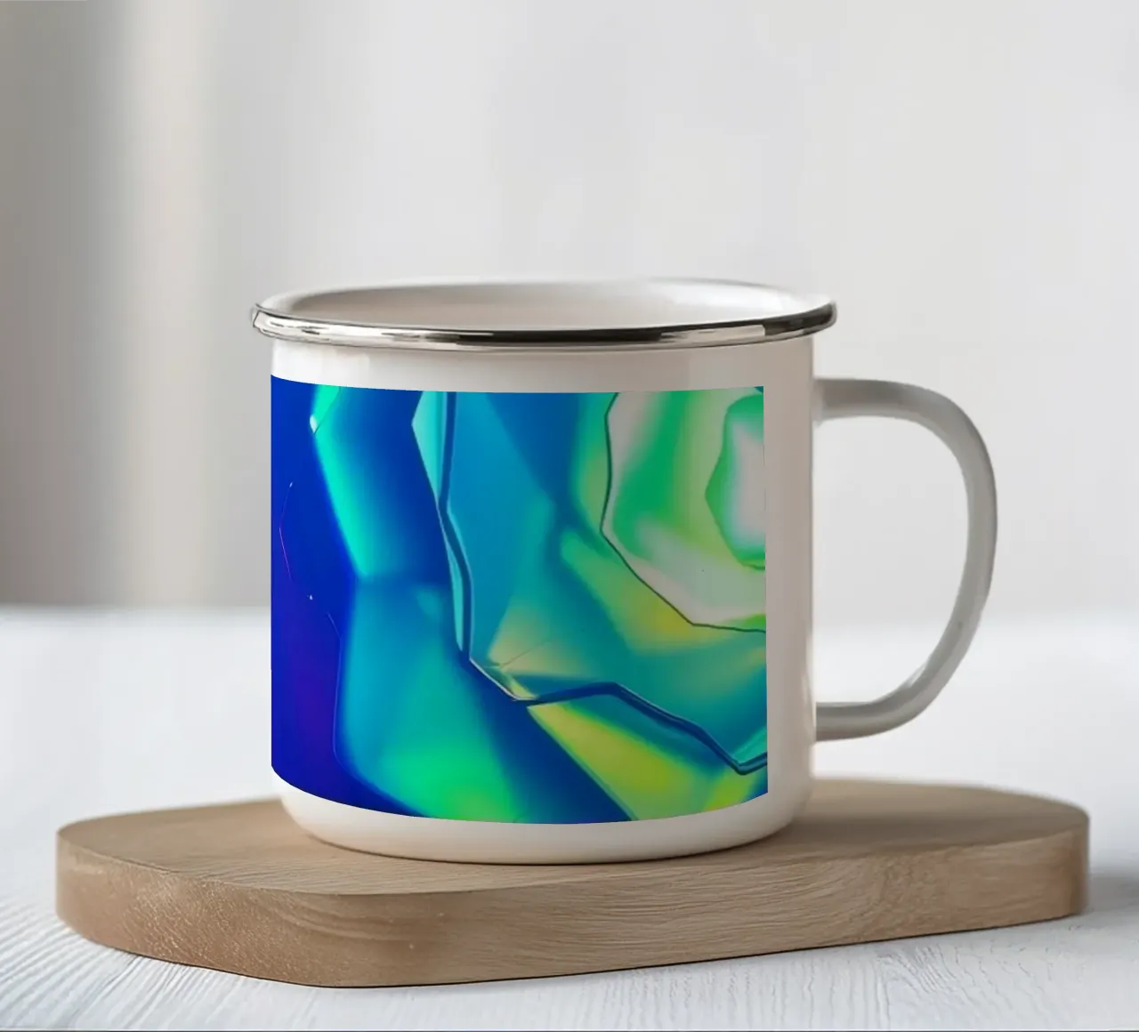 Design moderno con forme astratte di rose luminose e colorate tazza in smalto da DesignDoodle