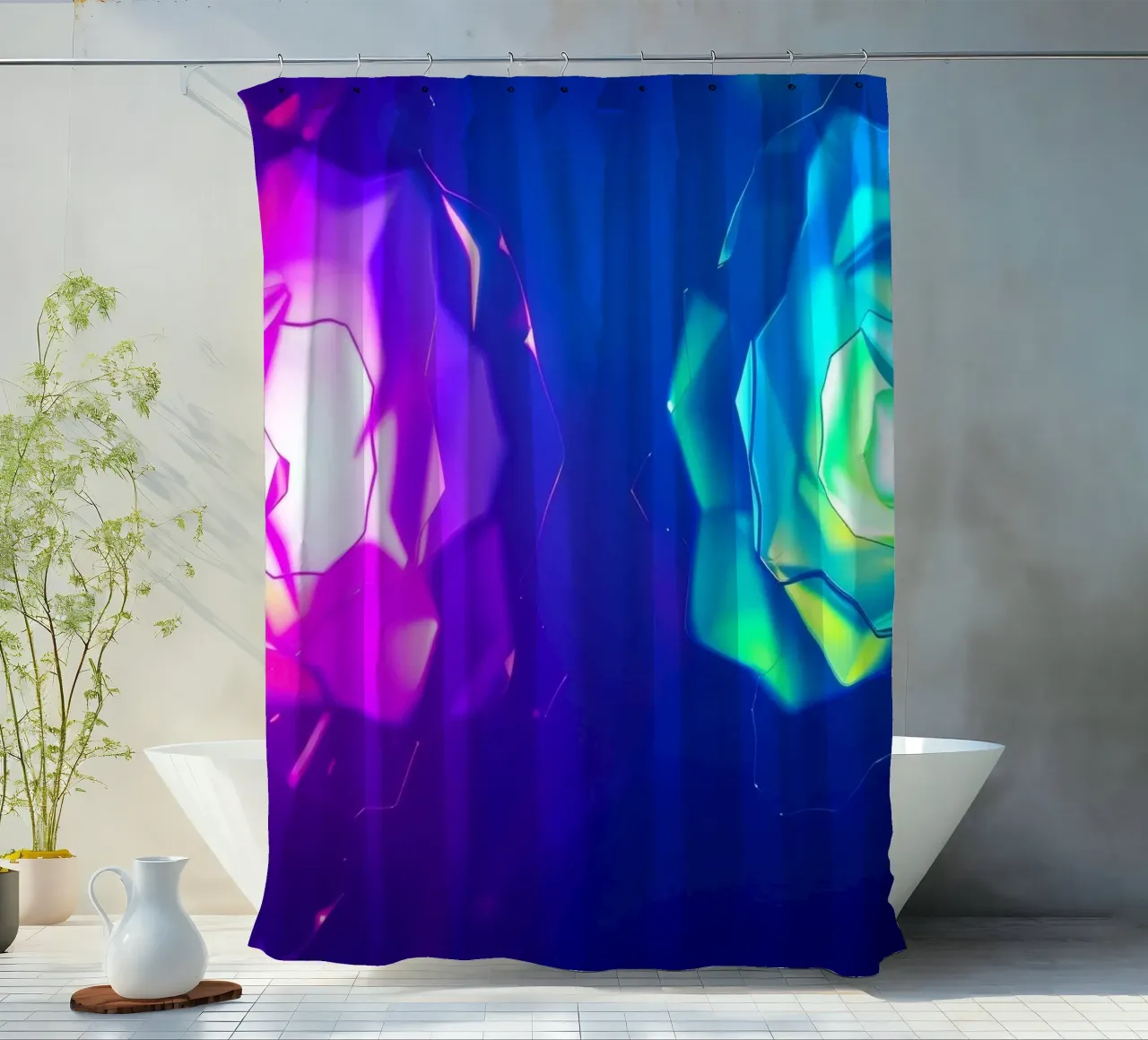 Design moderno con forme astratte di rose luminose e colorate tenda da doccia da DesignDoodle