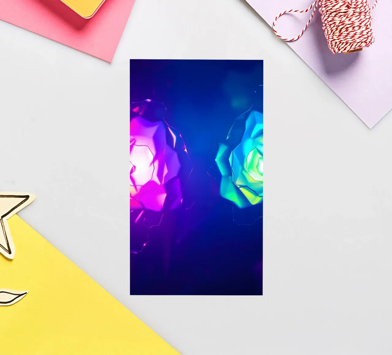 Design moderno con forme astratte di rose luminose e colorate adesivo da DesignDoodle