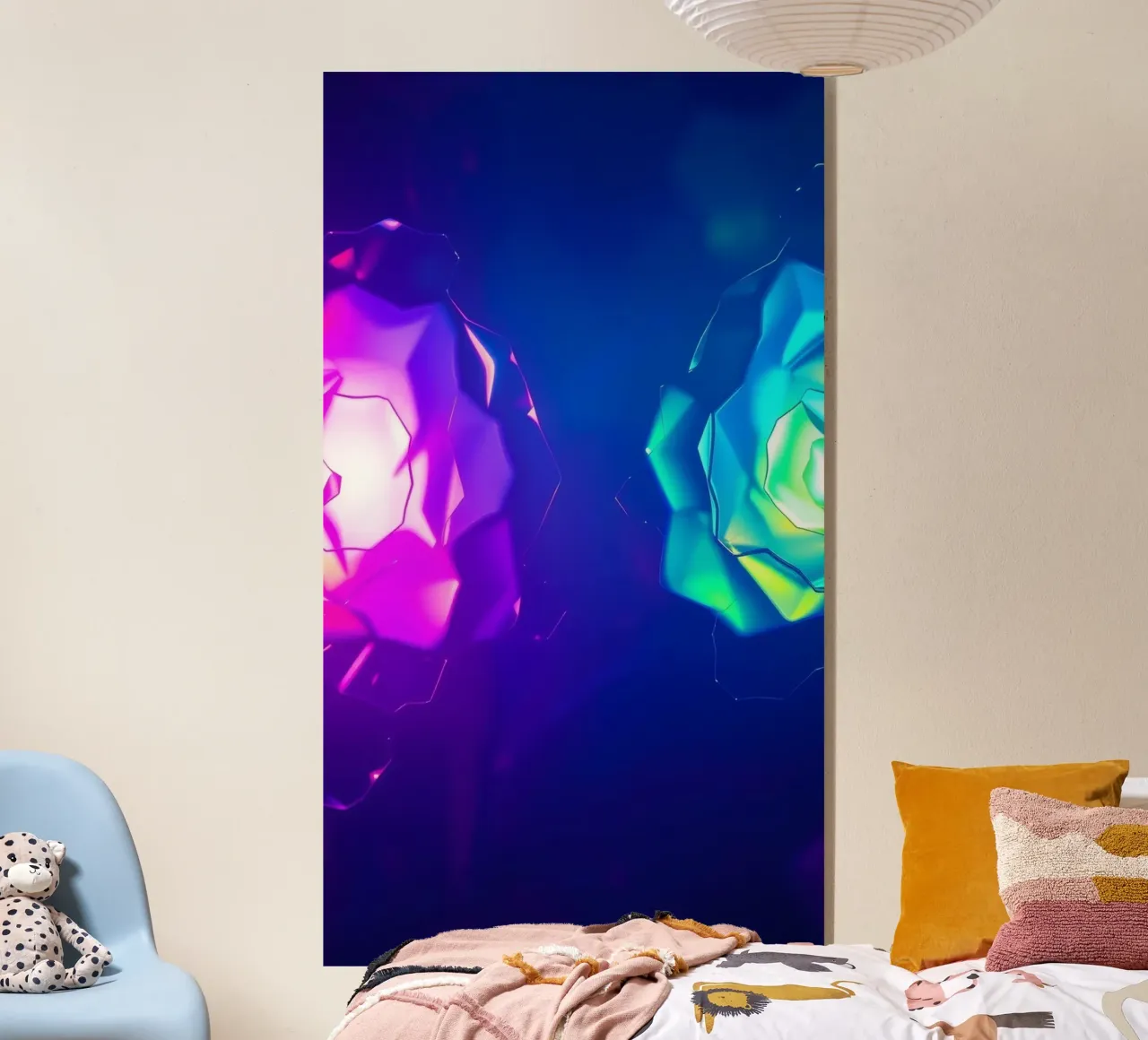 Design moderno con forme astratte di rose luminose e colorate plexiglass da DesignDoodle