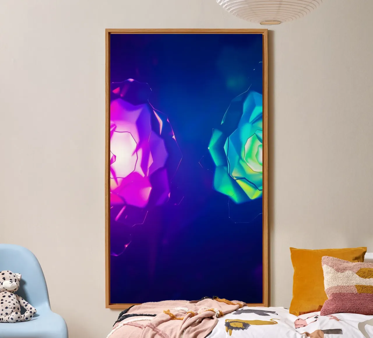 Design moderno con forme astratte di rose luminose e colorate alluminio dibond da DesignDoodle