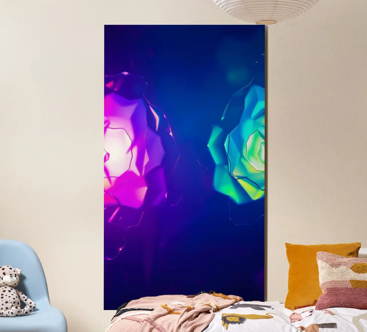 Design moderno con forme astratte di rose luminose e colorate alluminio dibond da DesignDoodle