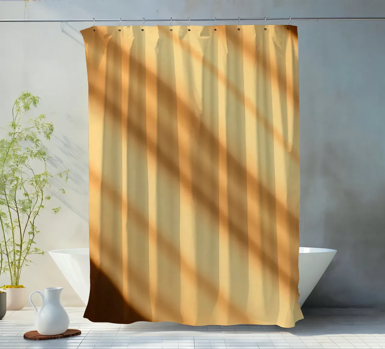 Fond abstrait en dégradé chaud avec des lignes lisses rideau de douche de DesignDoodle