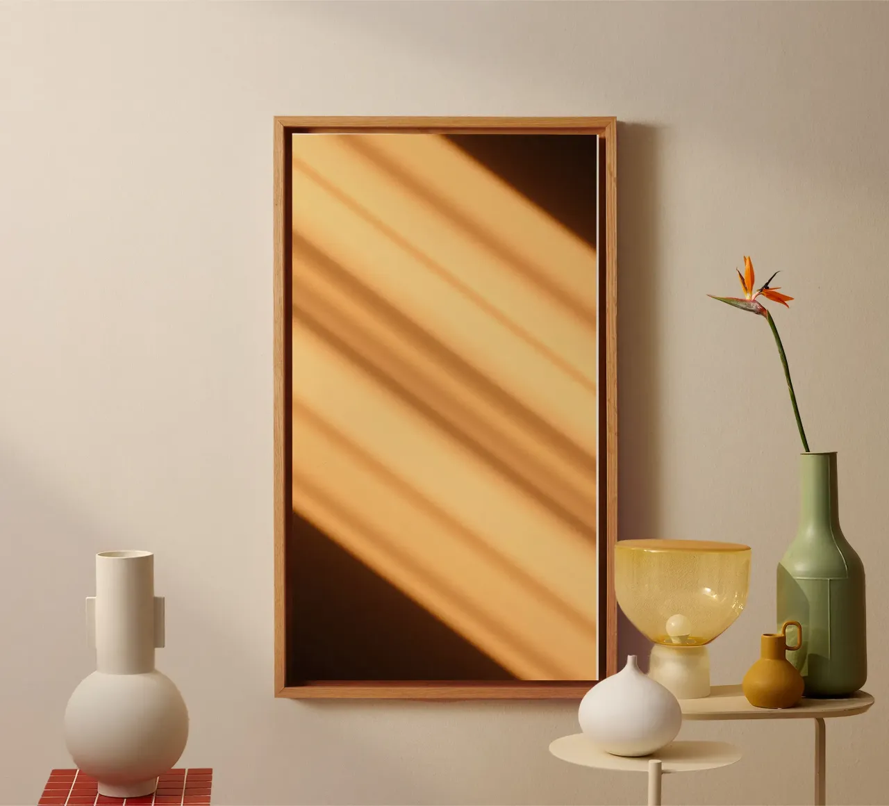 Abstrakter warmer Gradient Hintergrund mit glatten Linien Leinwand von DesignDoodle