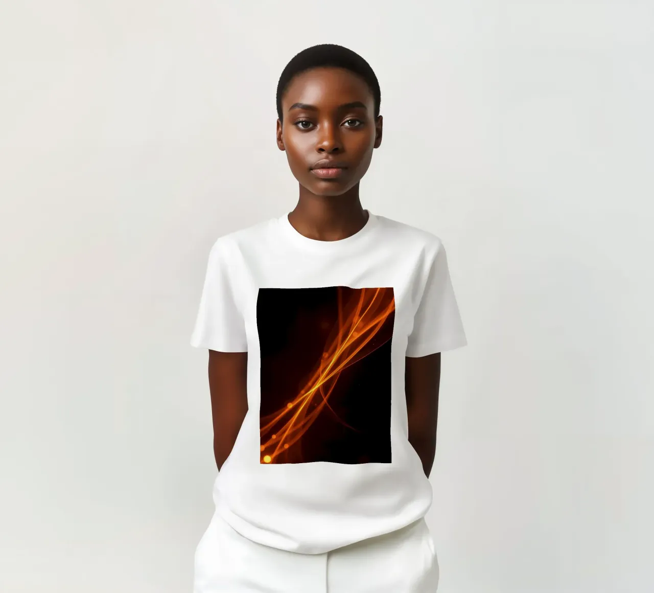 Vibrant orange abstract background with flowing lines t-shirt by DesignDoodle