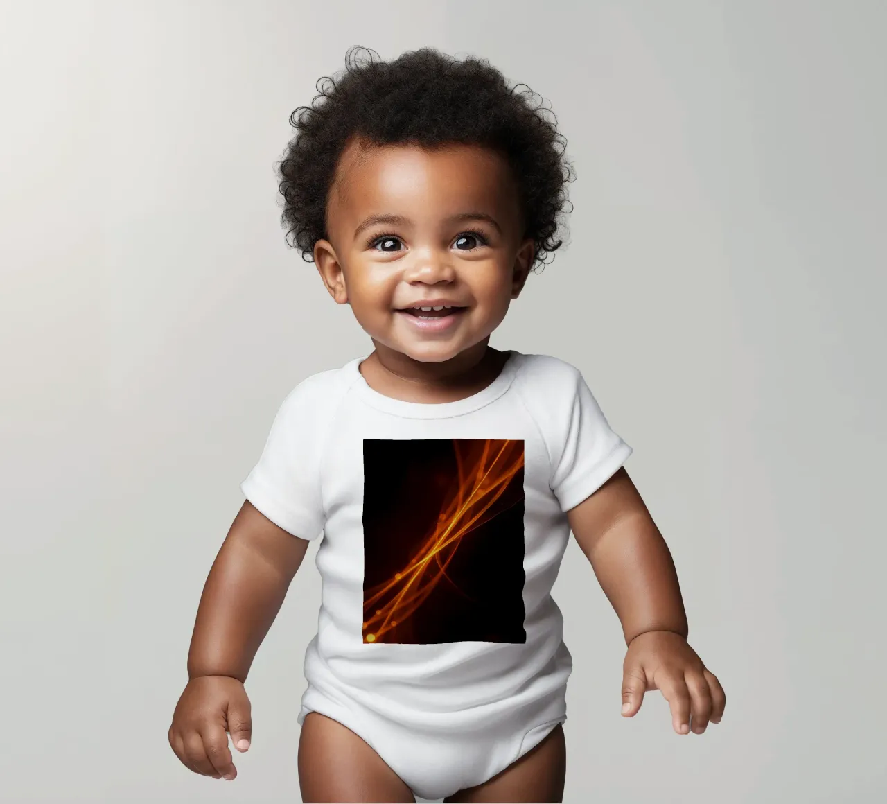 Vibrant orange abstract background with flowing lines short-sleeve baby romper by DesignDoodle