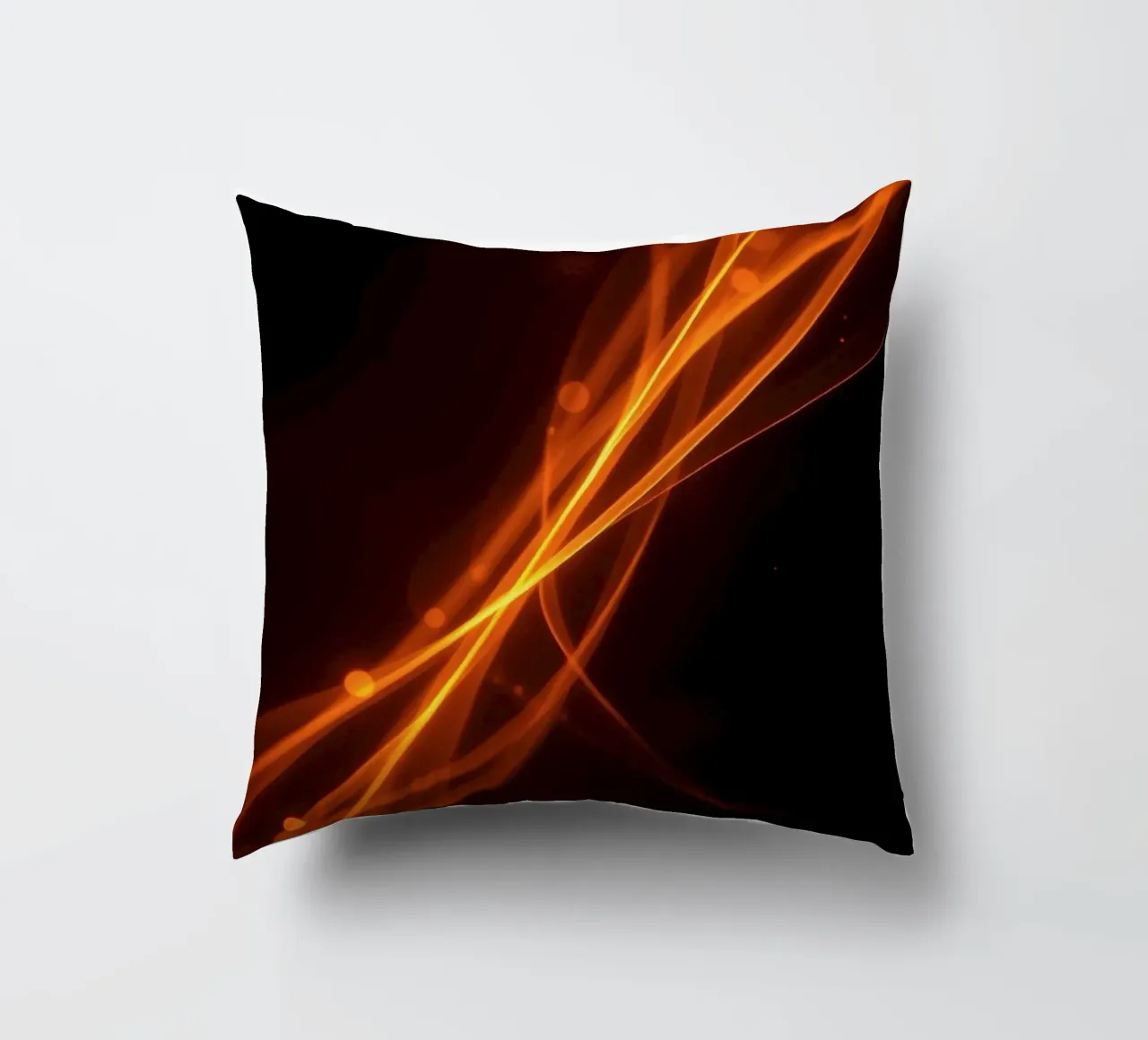 Vibrant orange abstract background with flowing lines decorative cushion by DesignDoodle