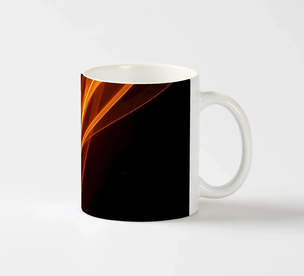 Vibrant orange abstract background with flowing lines ceramic mug by DesignDoodle