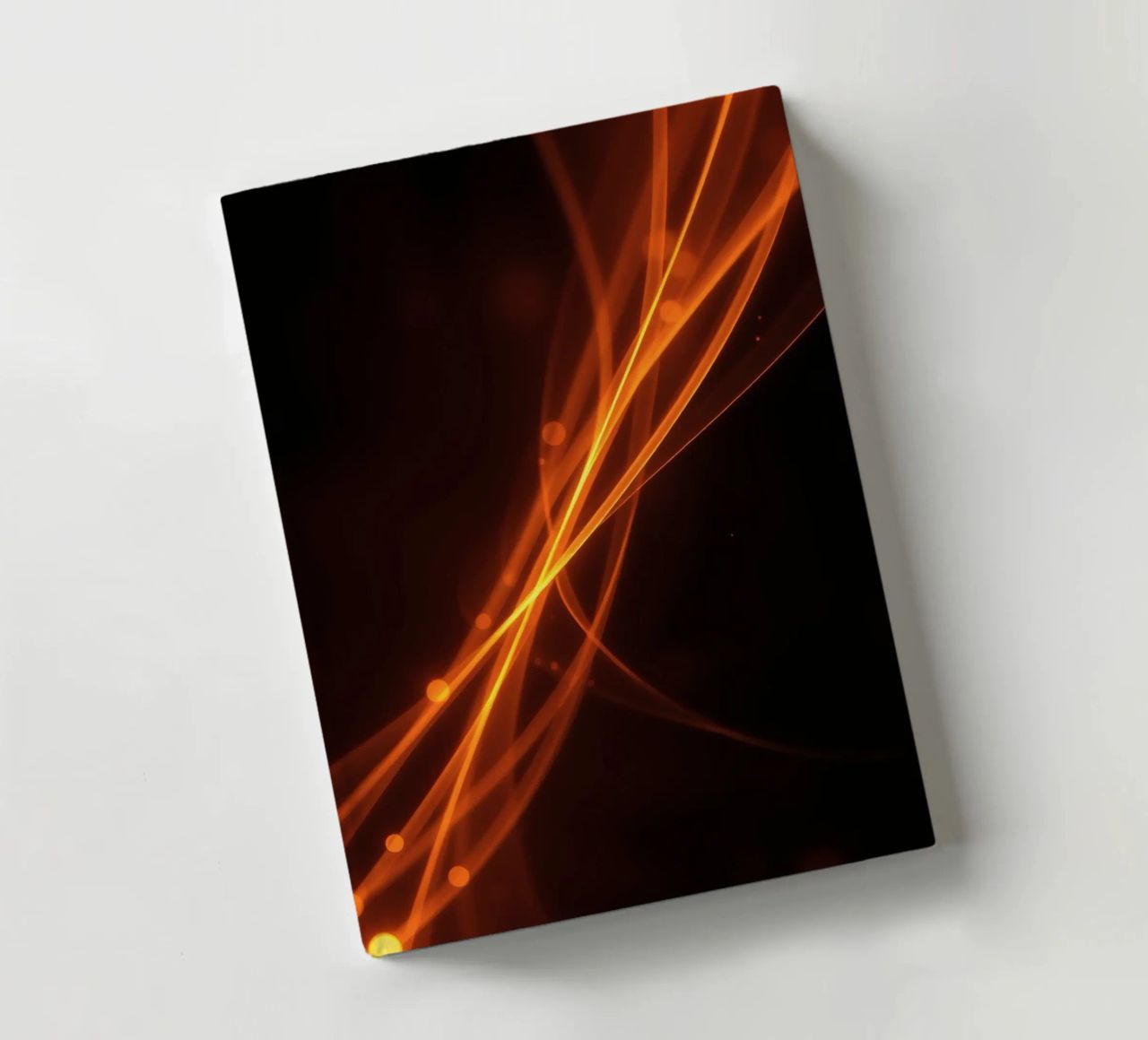Vibrant orange abstract background with flowing lines notebook by DesignDoodle