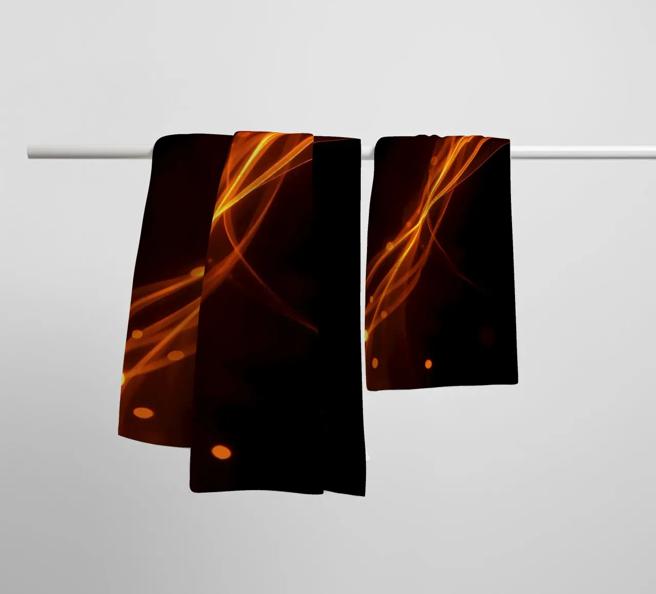 Vibrant orange abstract background with flowing lines towel by DesignDoodle