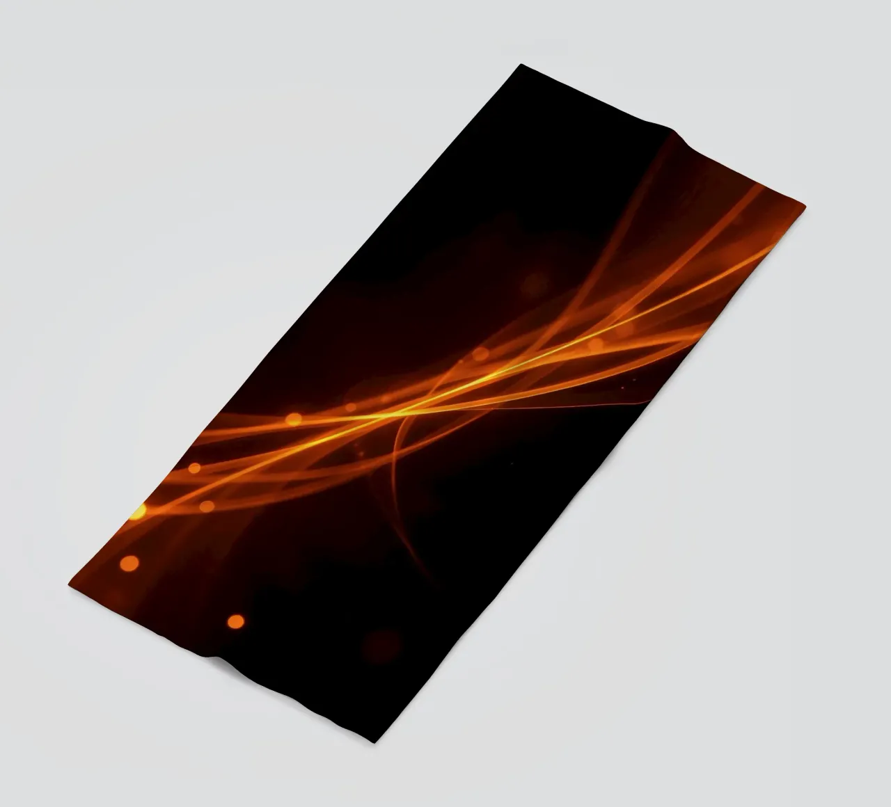 Vibrant orange abstract background with flowing lines beach towel by DesignDoodle