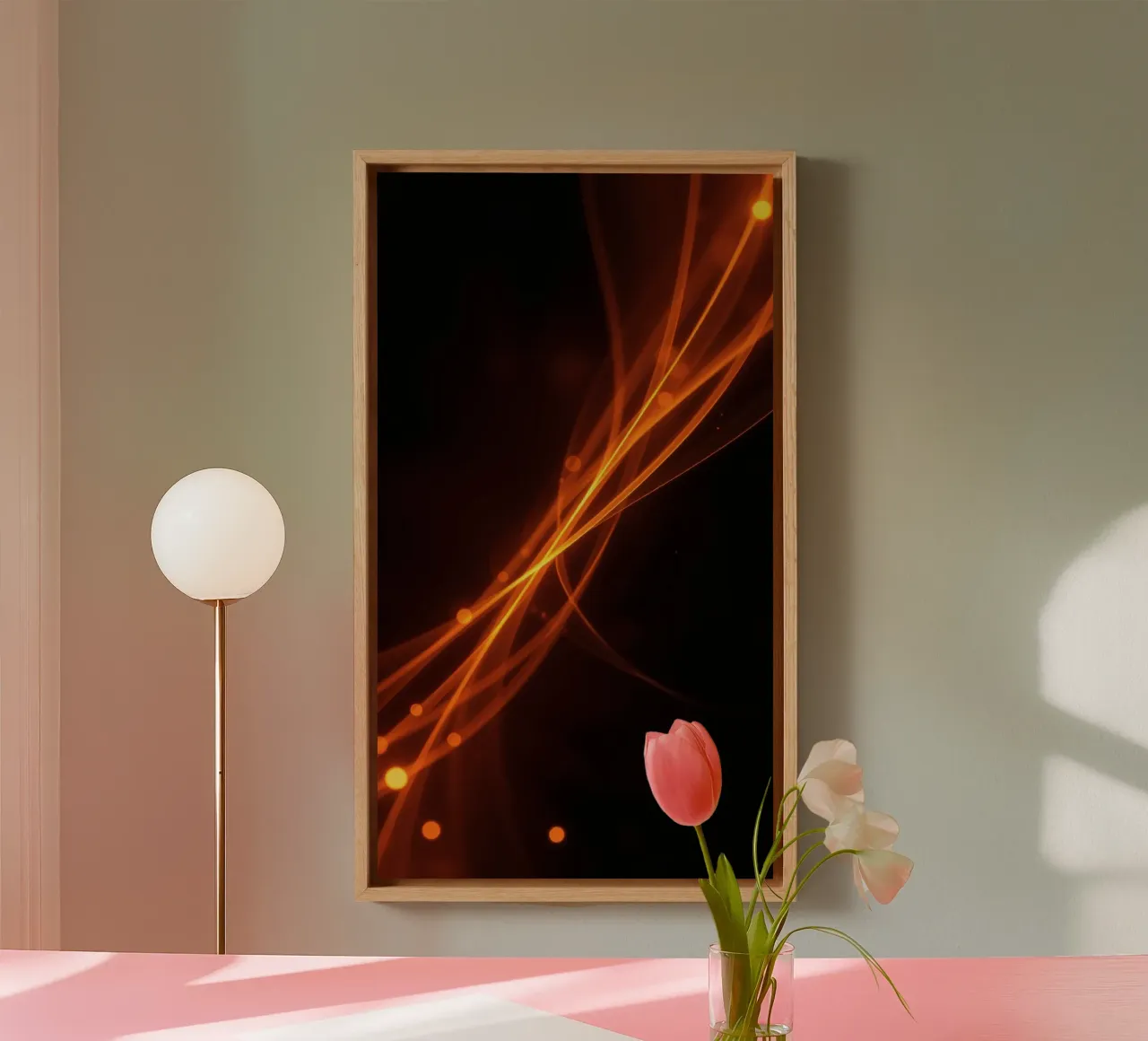 Vibrante sfondo astratto arancione con linee fluide tela da DesignDoodle