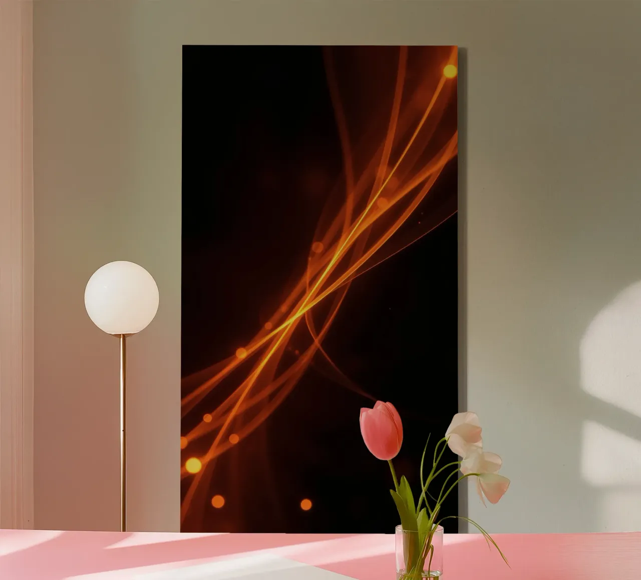 Vibrante sfondo astratto arancione con linee fluide tela da DesignDoodle