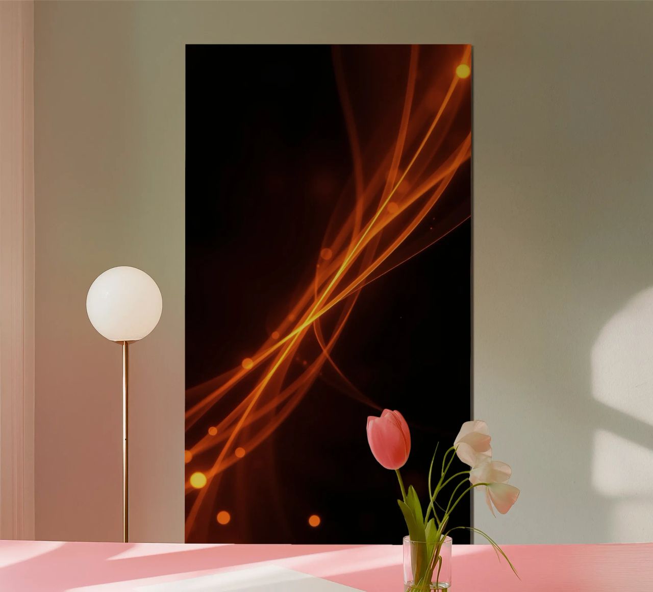 Leuchtend orangefarbener abstrakter Hintergrund mit fließenden Linien Hahnemühle von DesignDoodle