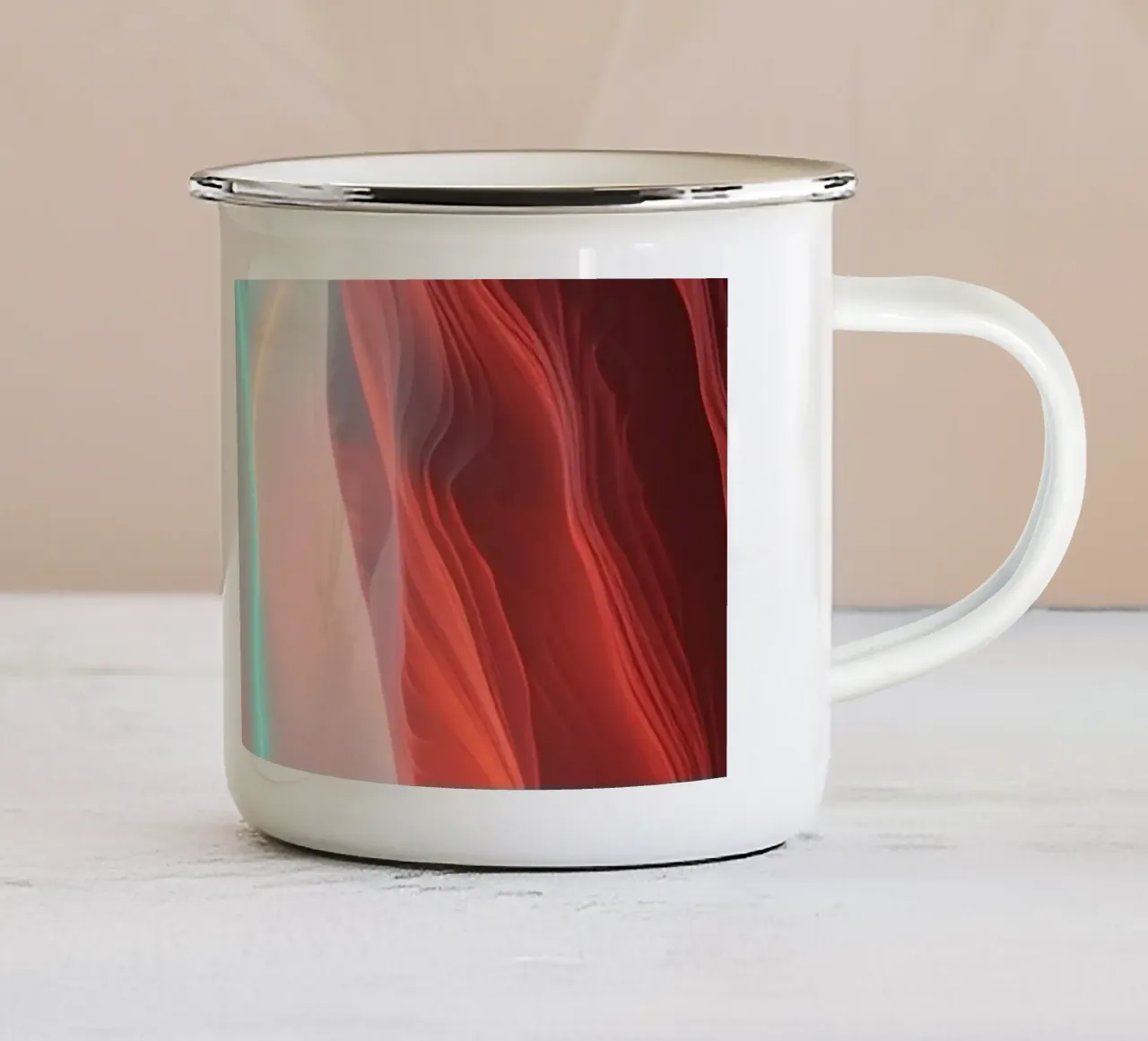 sfondo ispirato agli splendidi colori di un canyon tazza in smalto da DesignDoodle