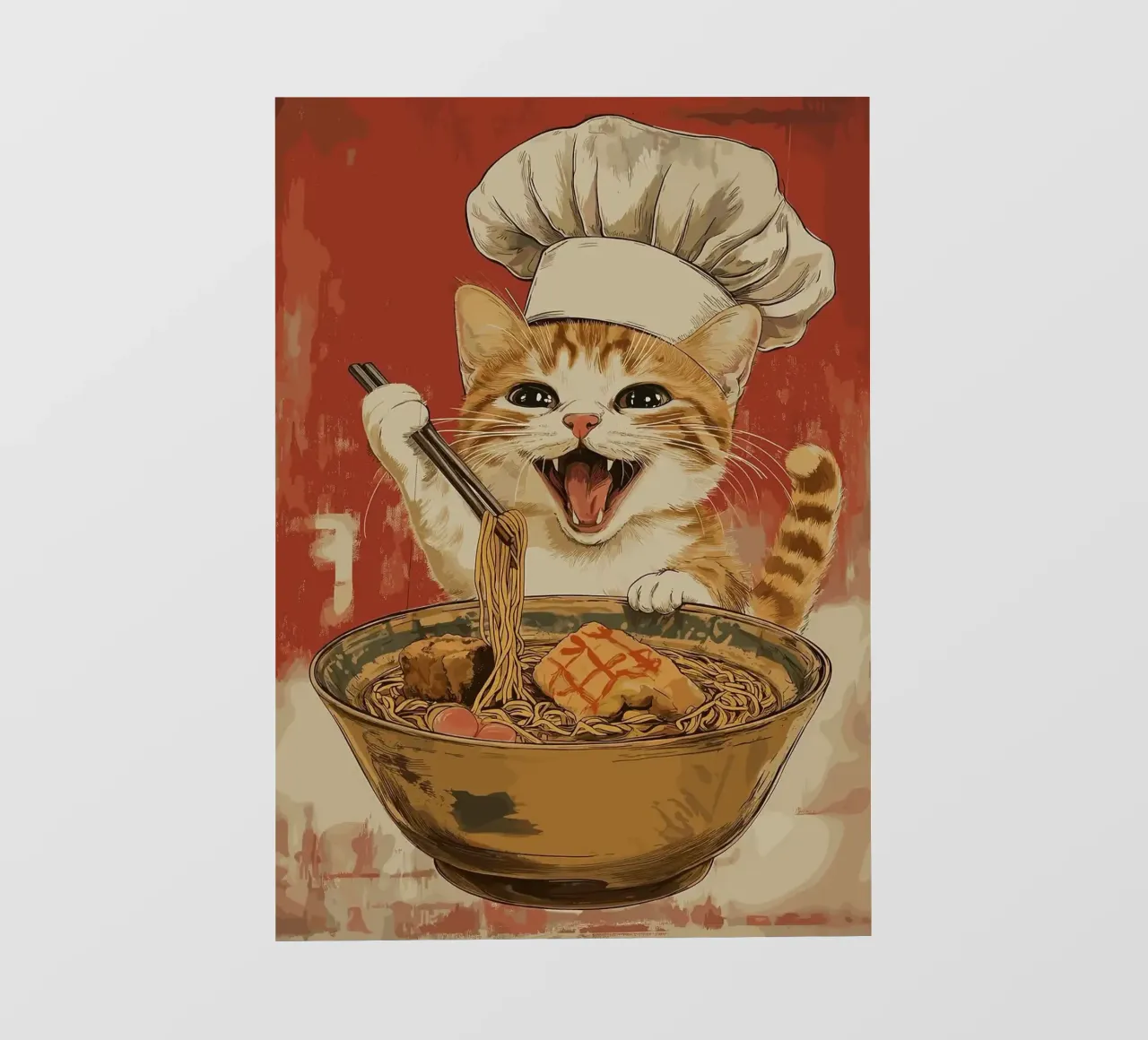 Chef Cat Ramen telo in pvc da Margaret Marie Ostrout
