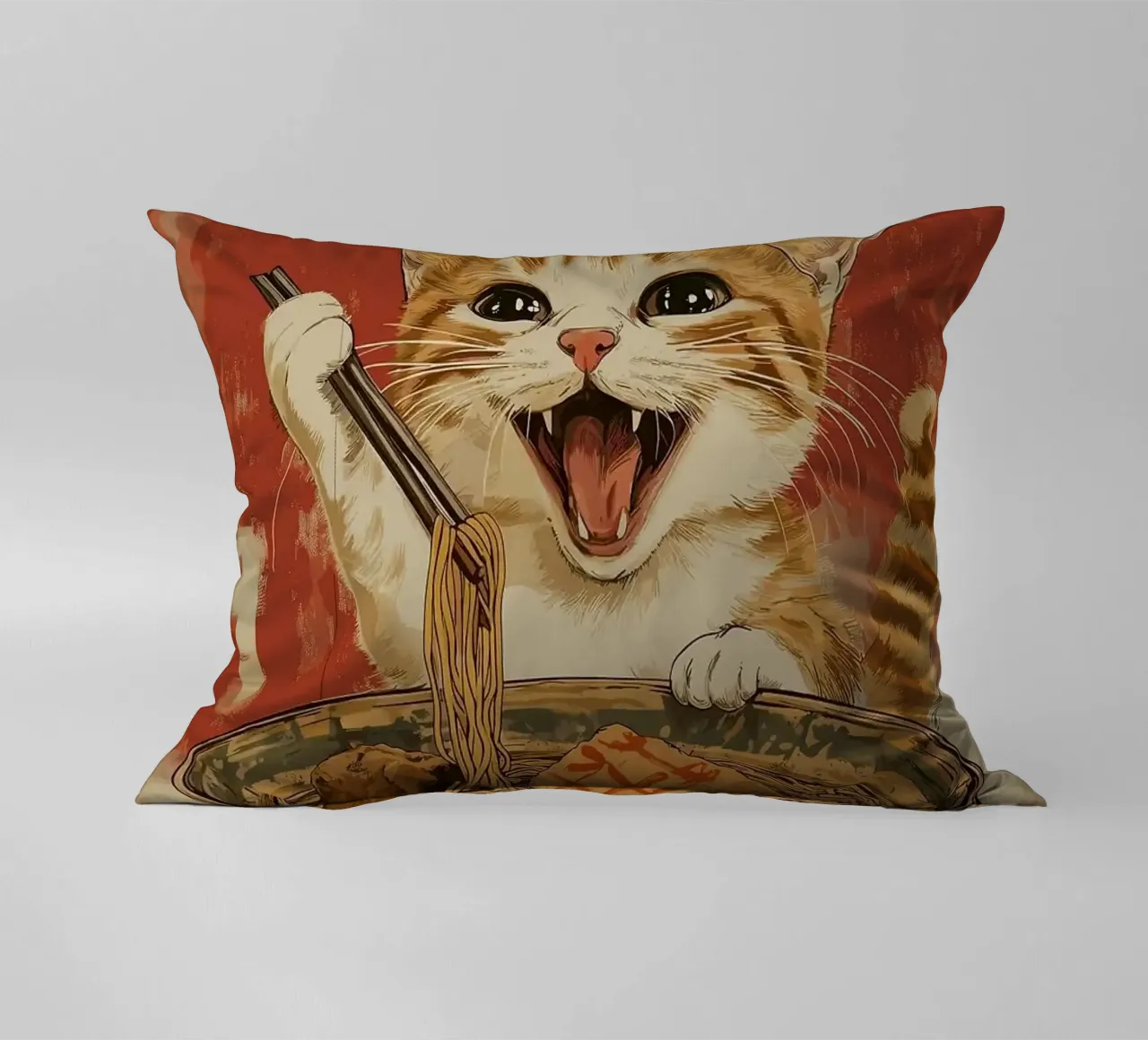Chef Cat Ramen cuscino da Margaret Marie Ostrout