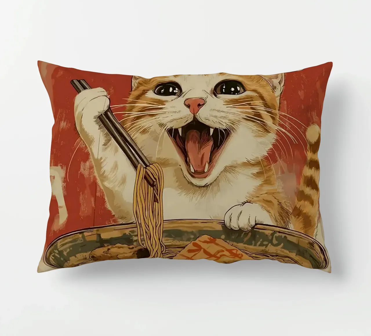 Chef Cat Ramen cuscino da Margaret Marie Ostrout