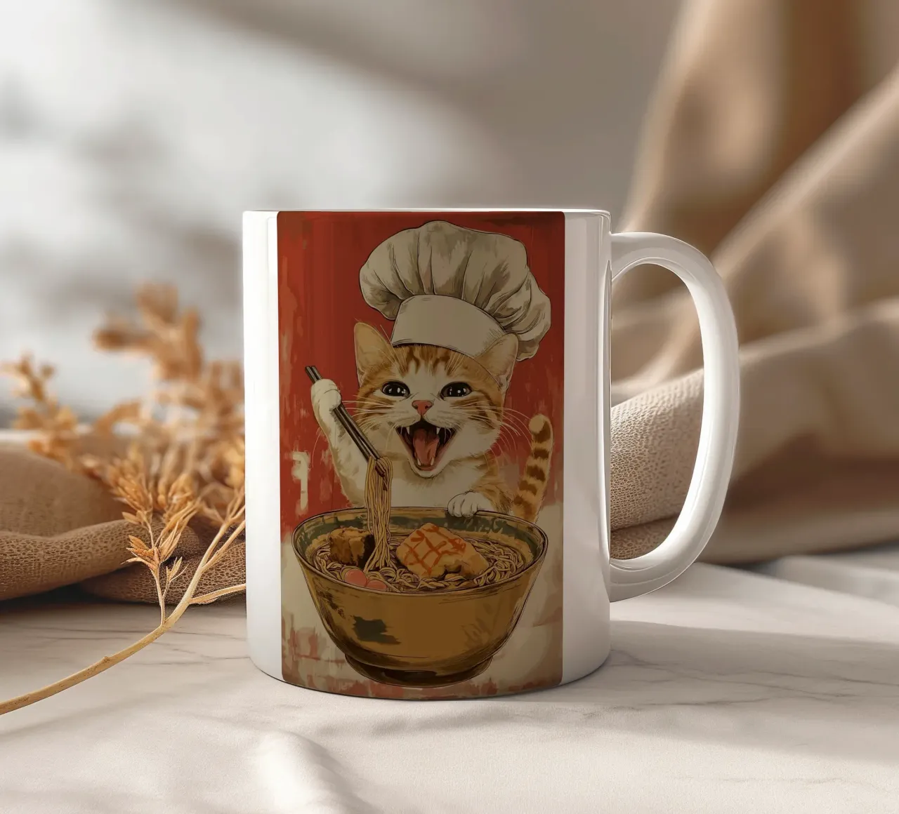 Chef Cat Ramen tazza in ceramica da Margaret Marie Ostrout