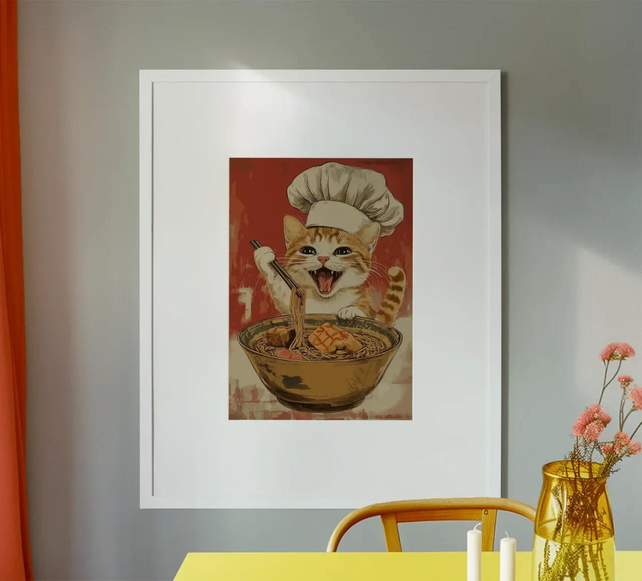 Chef Cat Ramen carta hahnemühle da Margaret Marie Ostrout