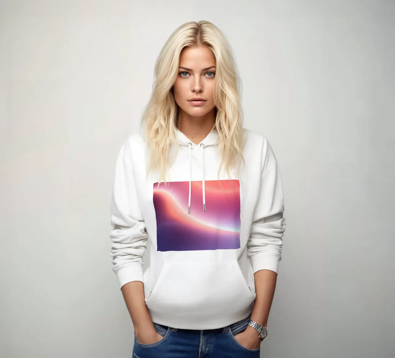 Vibrant abstract with smooth gradients and dynamic flow hoodie by DesignDoodle