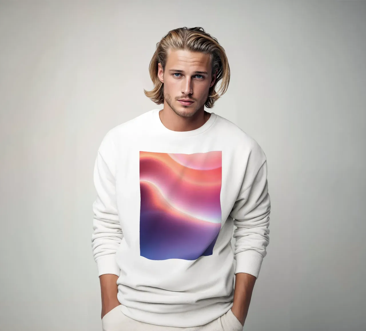 Vibrant abstract with smooth gradients and dynamic flow sweatshirt by DesignDoodle