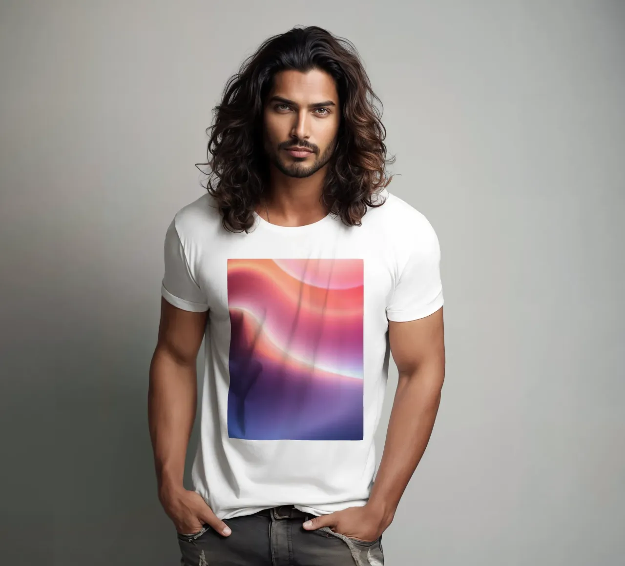 Vibrant abstract with smooth gradients and dynamic flow t-shirt by DesignDoodle