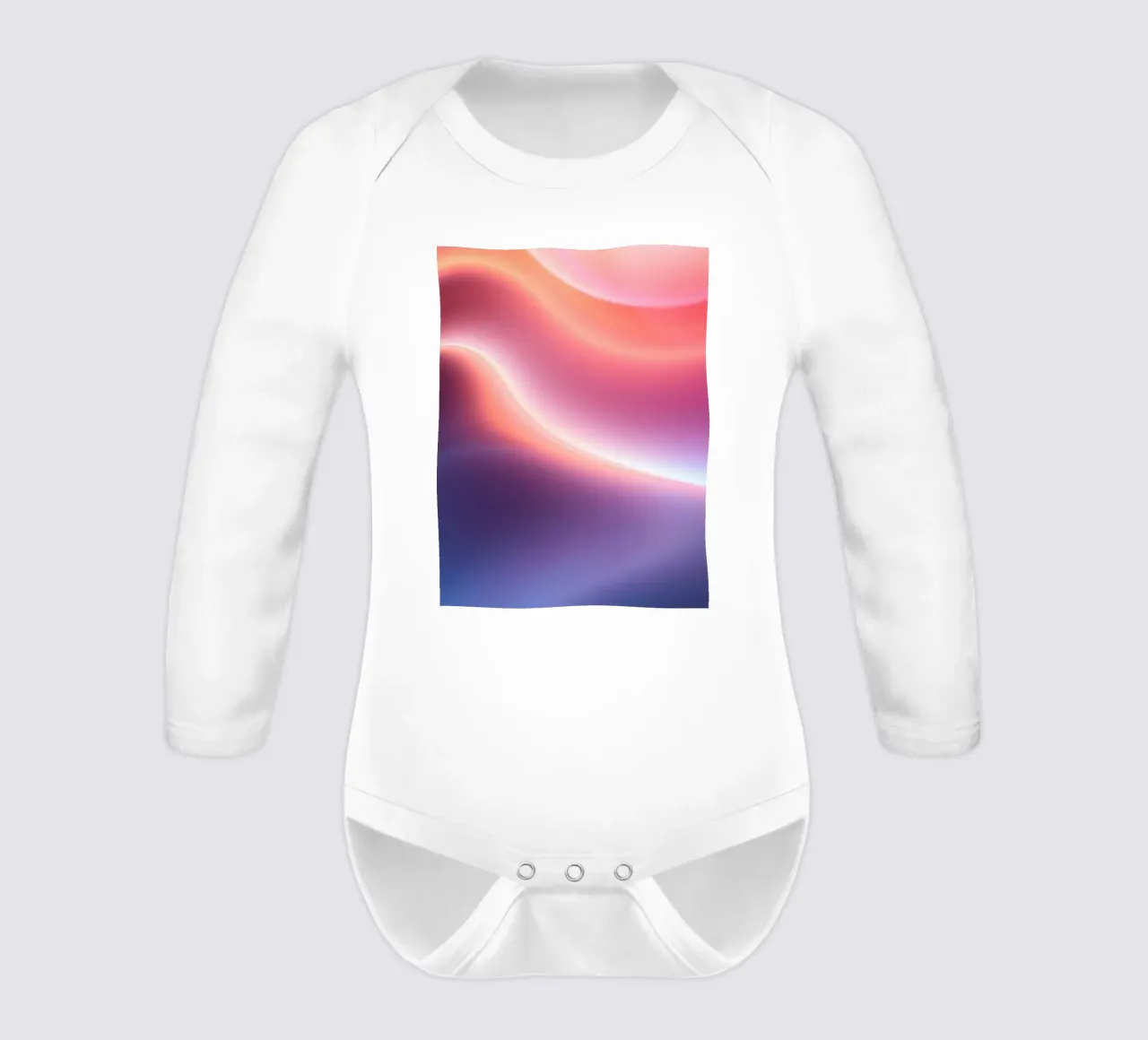 Vibrant abstract with smooth gradients and dynamic flow long-sleeve baby romper by DesignDoodle