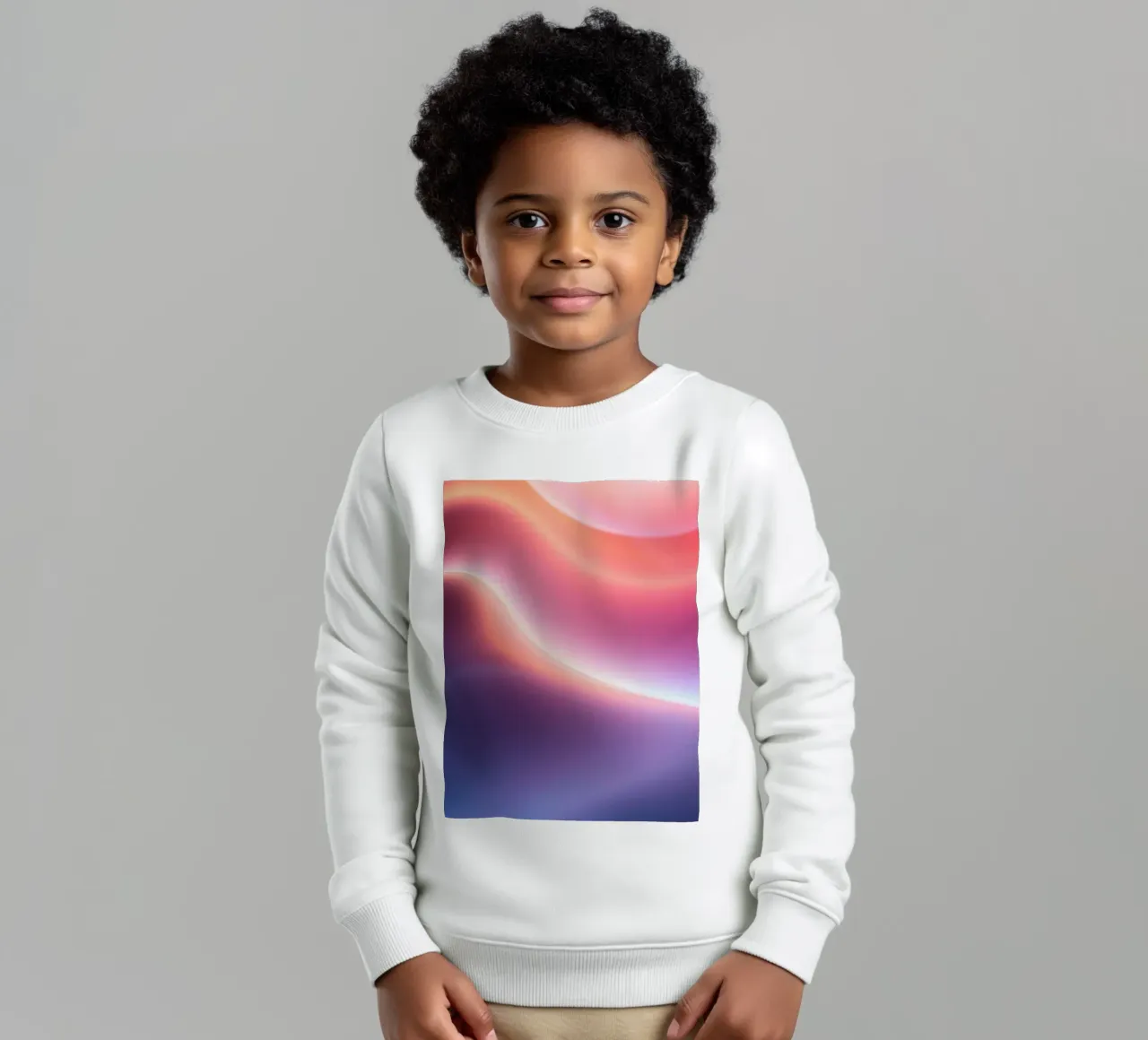 Vibrant abstract with smooth gradients and dynamic flow kids sweatshirt by DesignDoodle