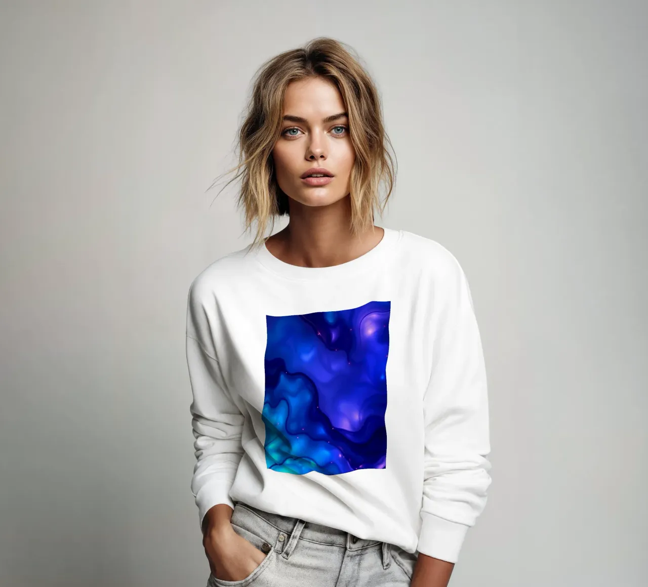 un'atmosfera serena con questa arte vibrante blu e viola. felpa da DesignDoodle