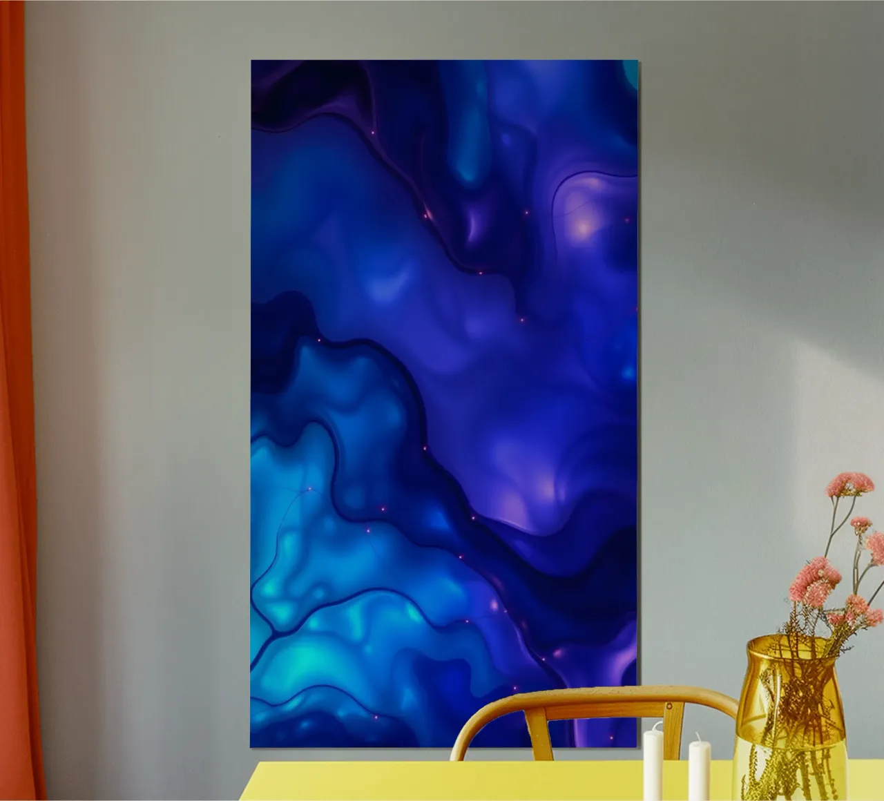 a serene atmosphere with this vibrant blue and purple art hahnemühle by DesignDoodle
