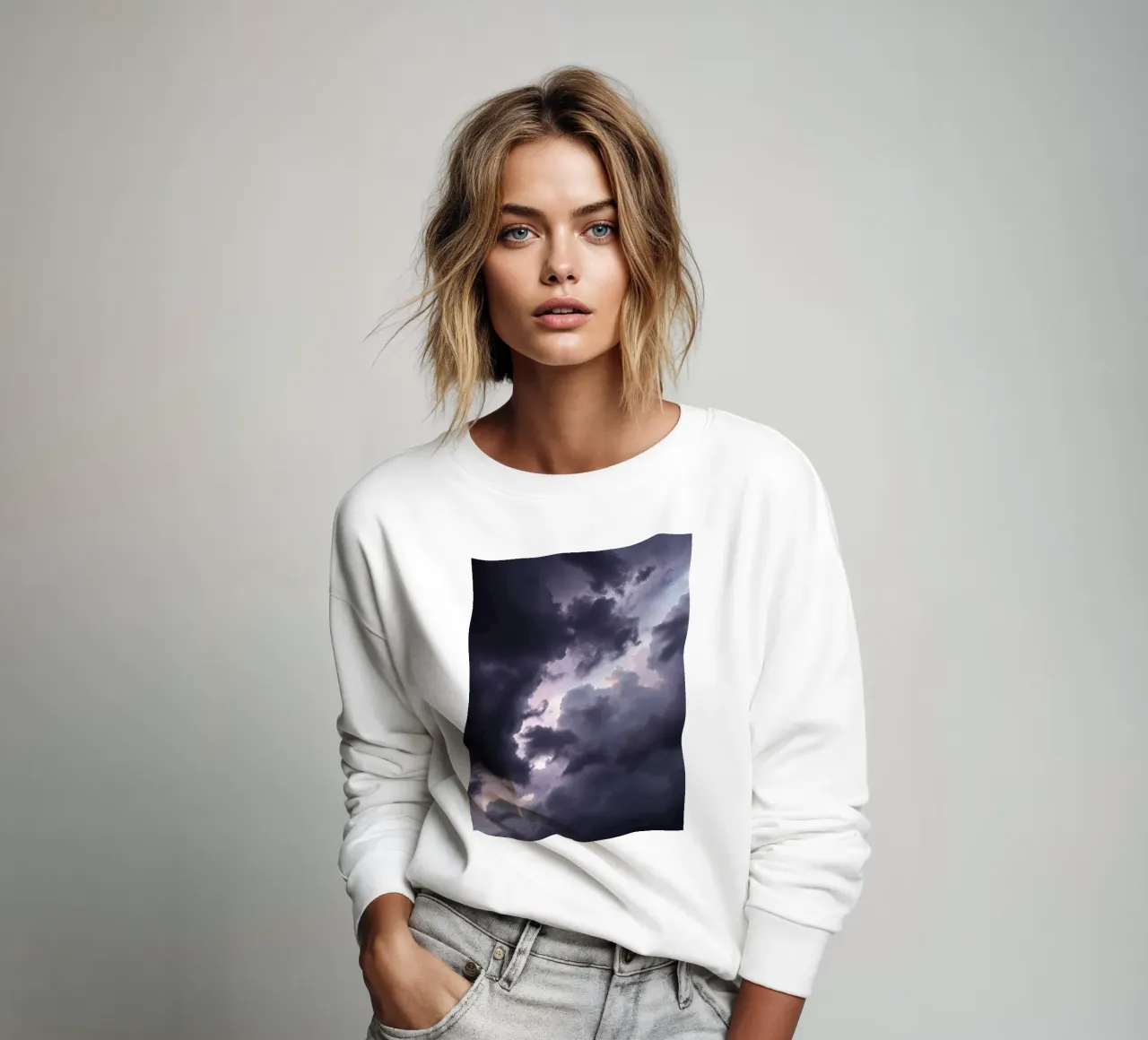 Dark and moody cloud formations create a dramatic sky sweatshirt by DesignDoodle