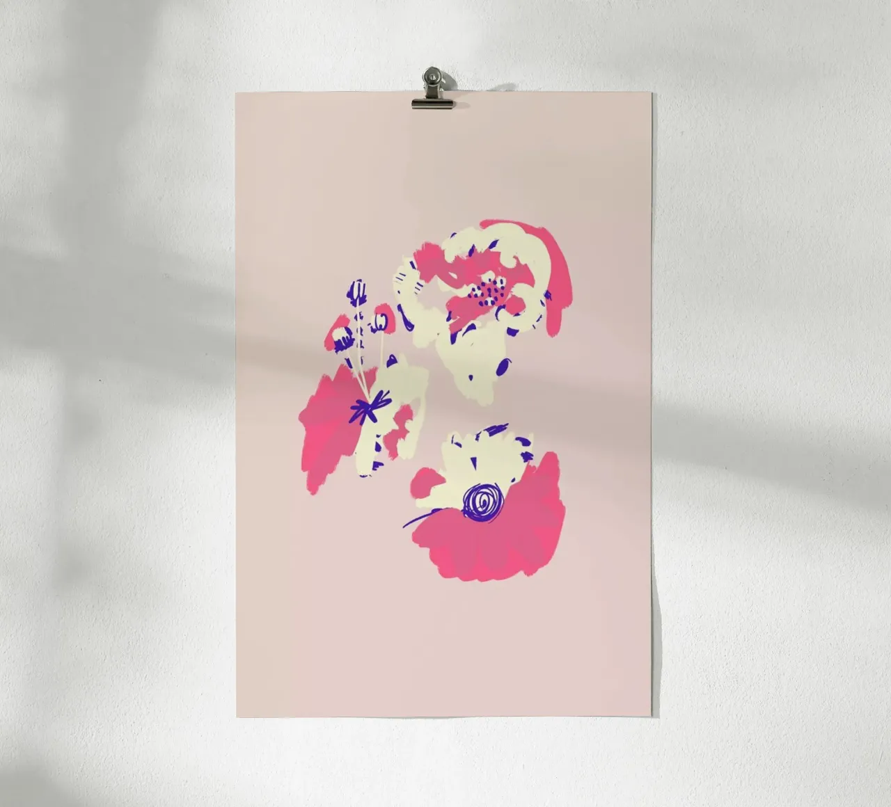 Neon Floral III poster con telaio in plastica da Pure