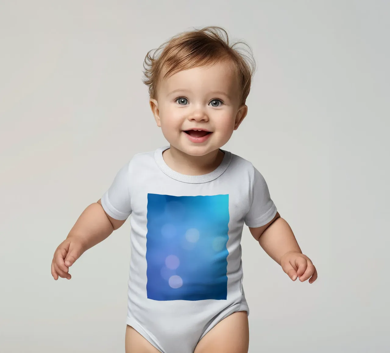 Levendig blauw en paars abstract ontwerp met subtiele bokeh babyrompertje korte mouwen van DesignDoodle