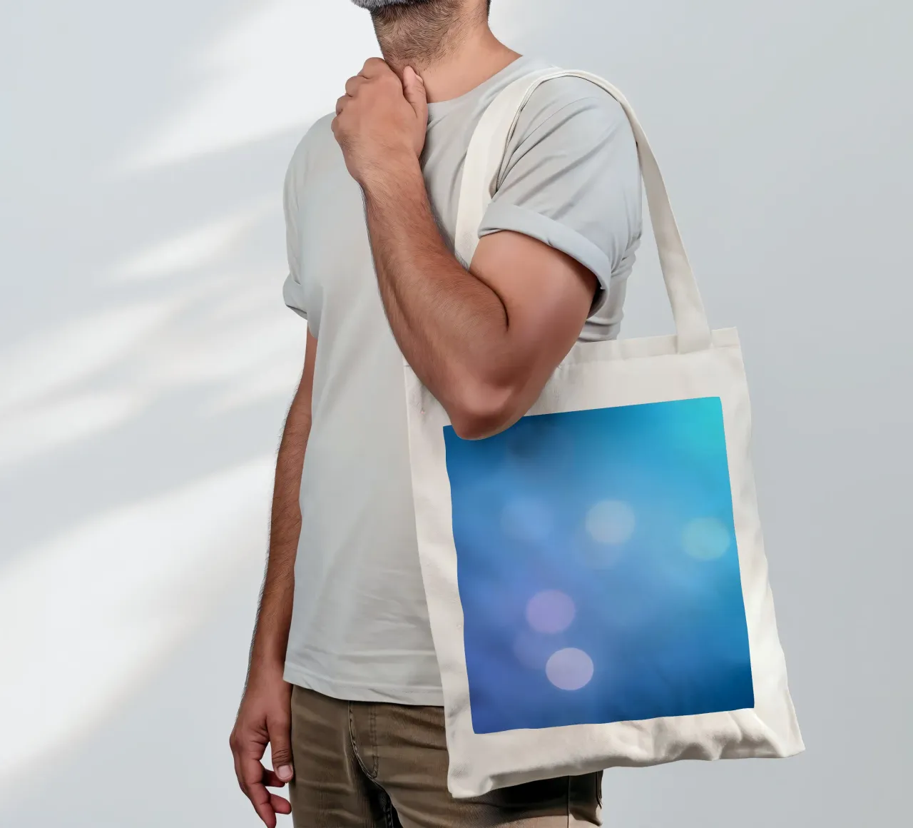 Levendig blauw en paars abstract ontwerp met subtiele bokeh jute draagtas van DesignDoodle