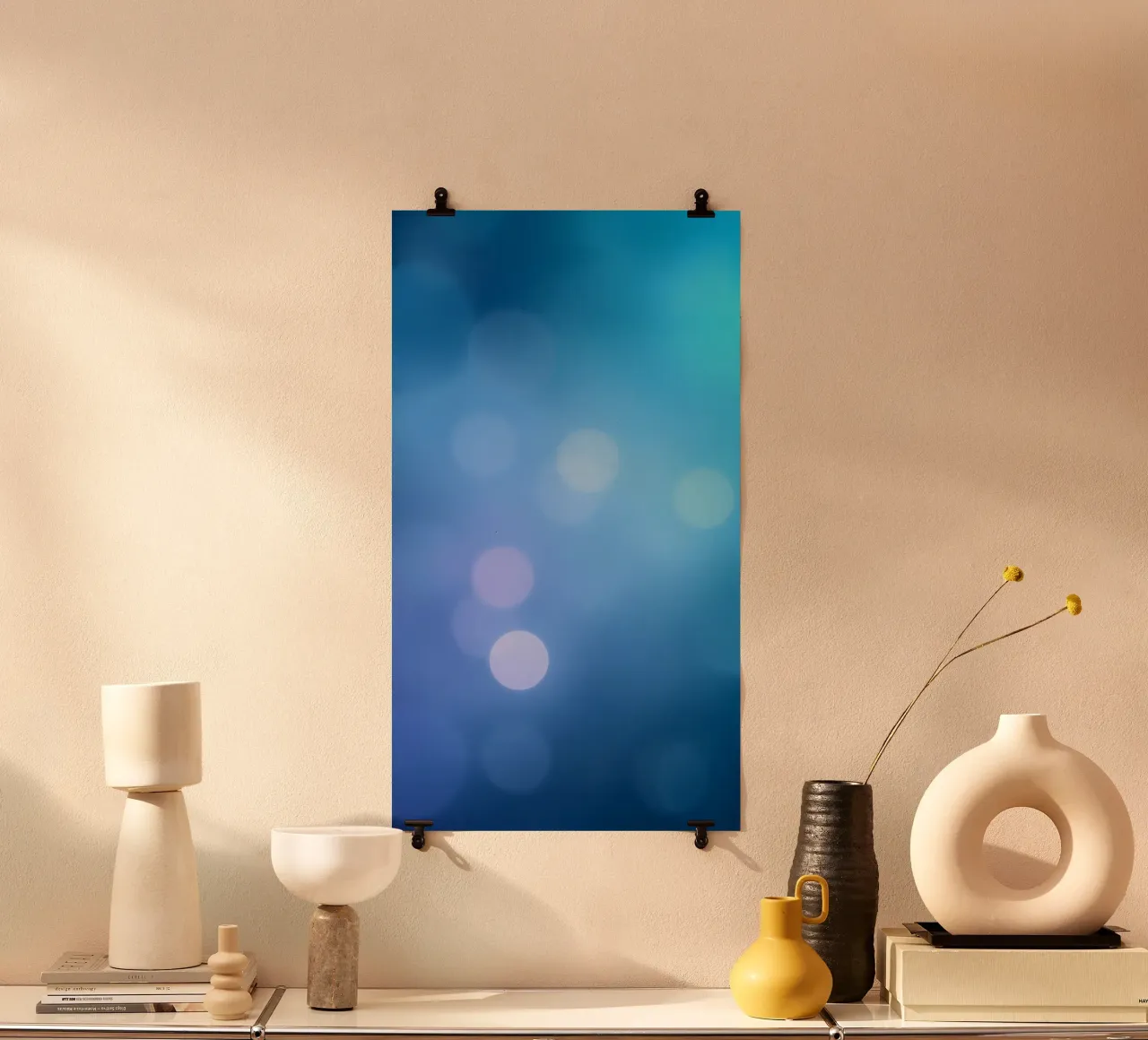 Motif abstrait bleu et violet vibrant avec bokeh subtil hahnemühle de DesignDoodle