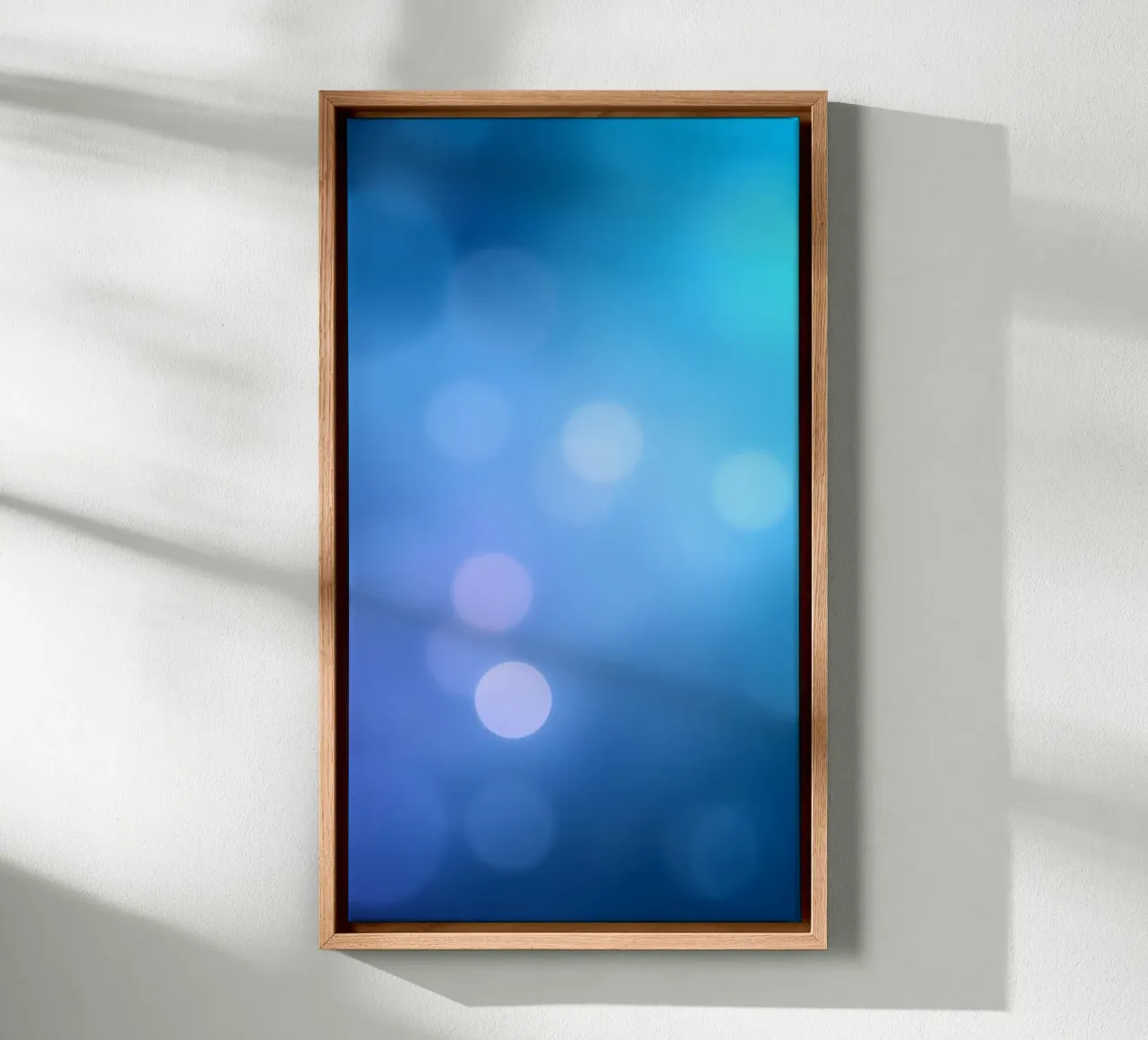 Levendig blauw en paars abstract ontwerp met subtiele bokeh canvas van DesignDoodle