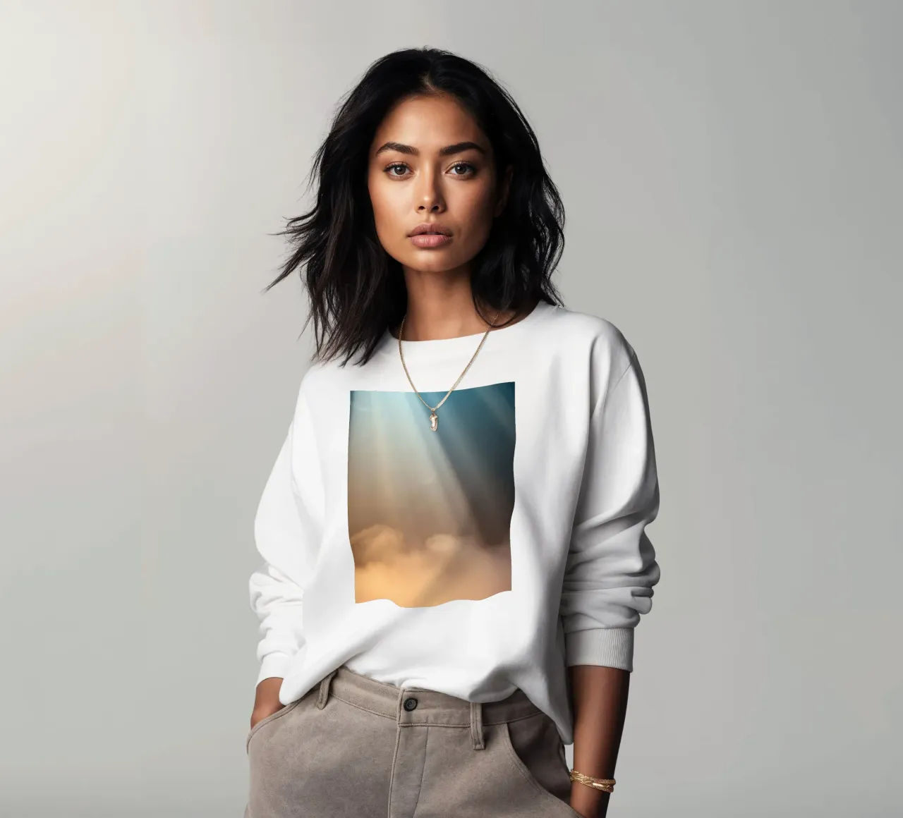 Soft abstract background with light ray piercing through fog sweatshirt by DesignDoodle