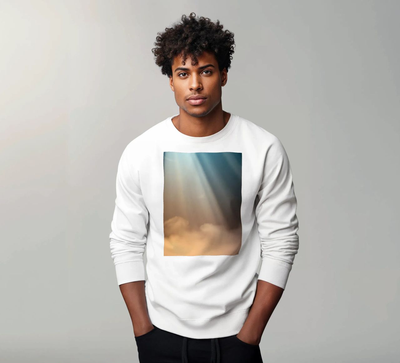 Fond abstrait doux avec un rayon de lumière perçant le brouillard sweat de DesignDoodle