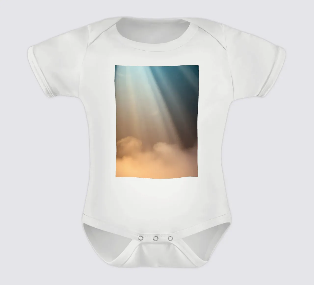Soft abstract background with light ray piercing through fog short-sleeve baby romper by DesignDoodle