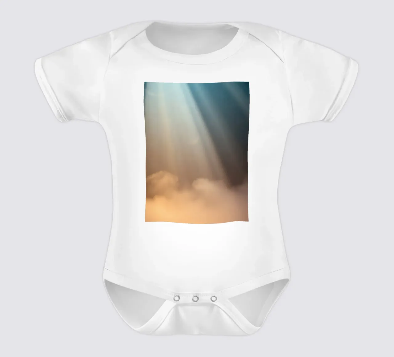 Soft abstract background with light ray piercing through fog short-sleeve baby romper by DesignDoodle
