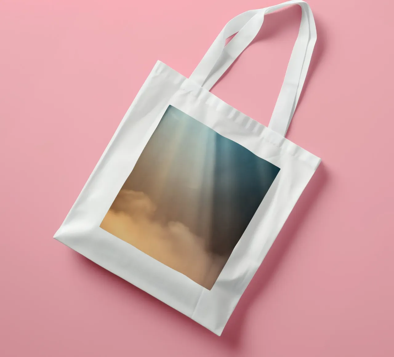 Soft abstract background with light ray piercing through fog tote bag by DesignDoodle