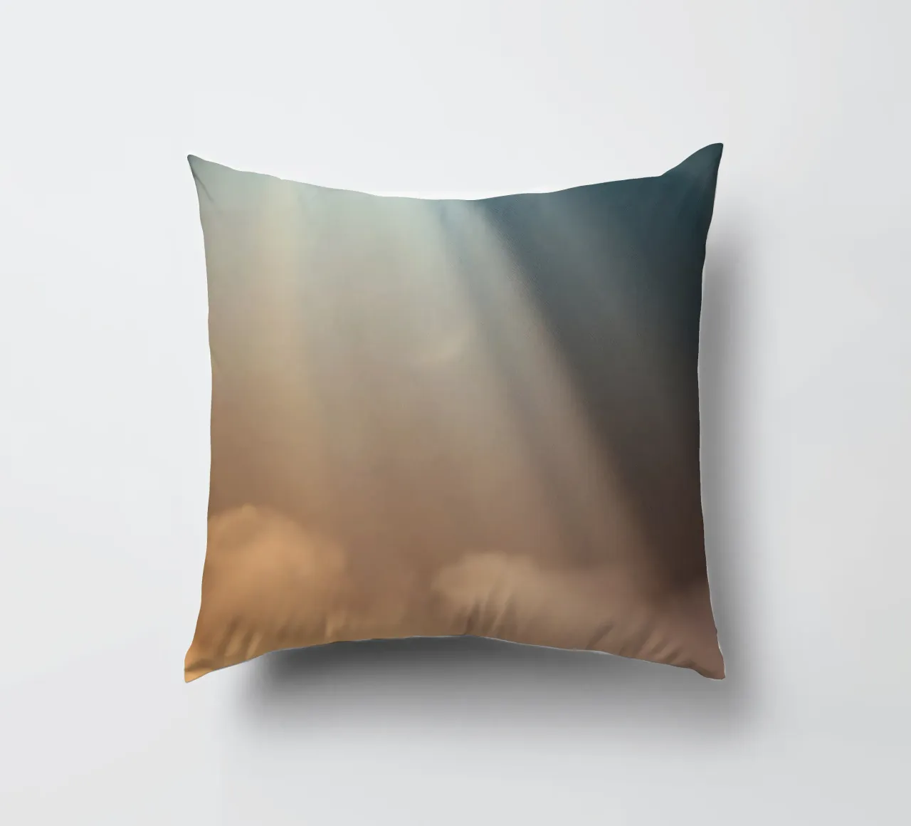 Soft abstract background with light ray piercing through fog decorative cushion by DesignDoodle